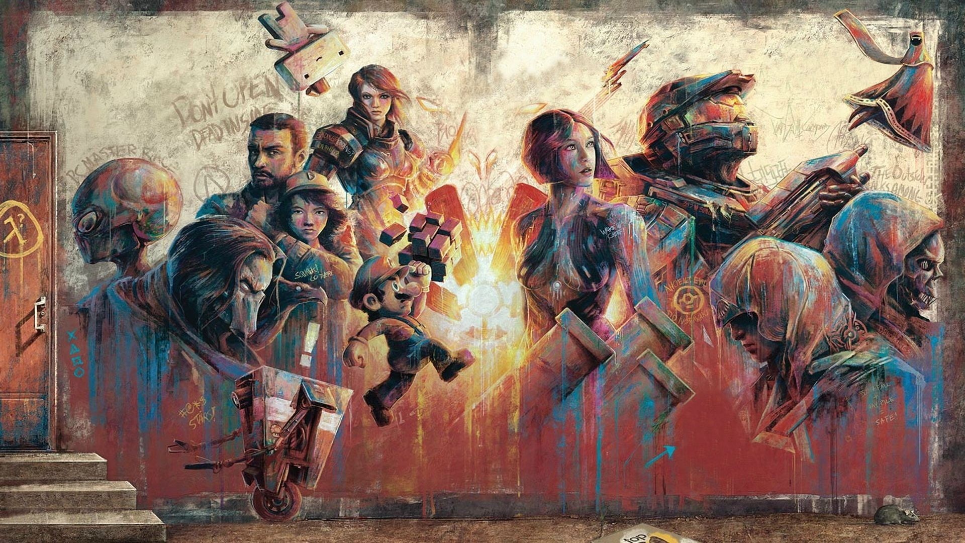 men, Halo, Borderlands 2, Super Mario, religion, people, video games, Dishonored, representation, dirty, creativity, Mass Effect, The Walking Dead, Darksiders 2, HD Wallpaper