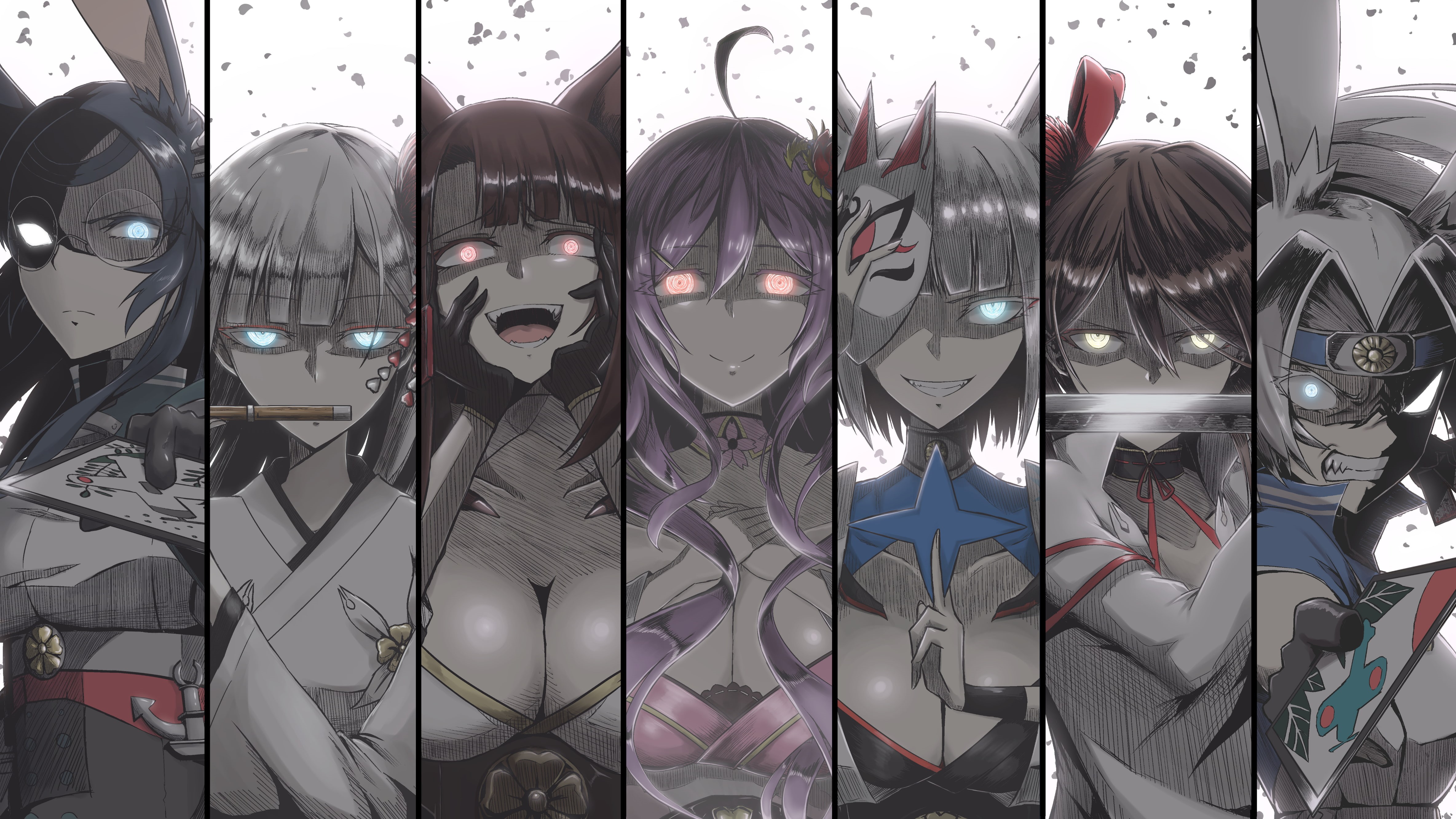 anime girls, glowing eyes, Azur Lane, 4K, anime, HD Wallpaper