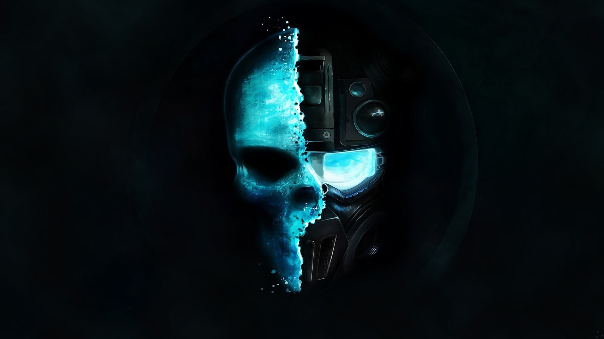 obscured face, security, skull, dark, video games, representation, connection, Tom Clancys Ghost Recon: Future Soldier, indoors, digital art, Tom Clancys Ghost Recon, HD Wallpaper