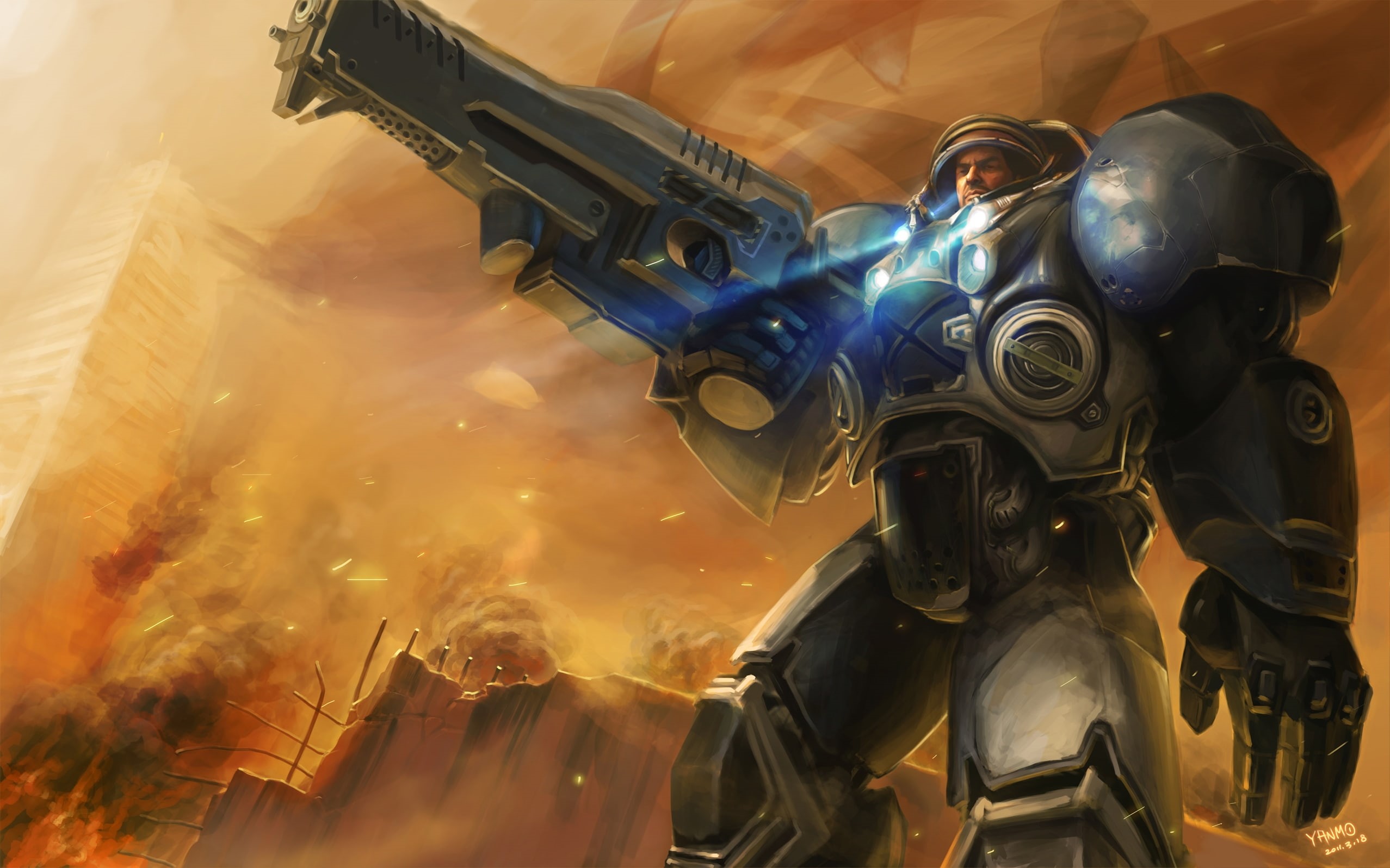 starcraft, 1080P, raynor, jim, artwork, art, video, games, Video Games, marines, hd, space, x, HD Wallpaper