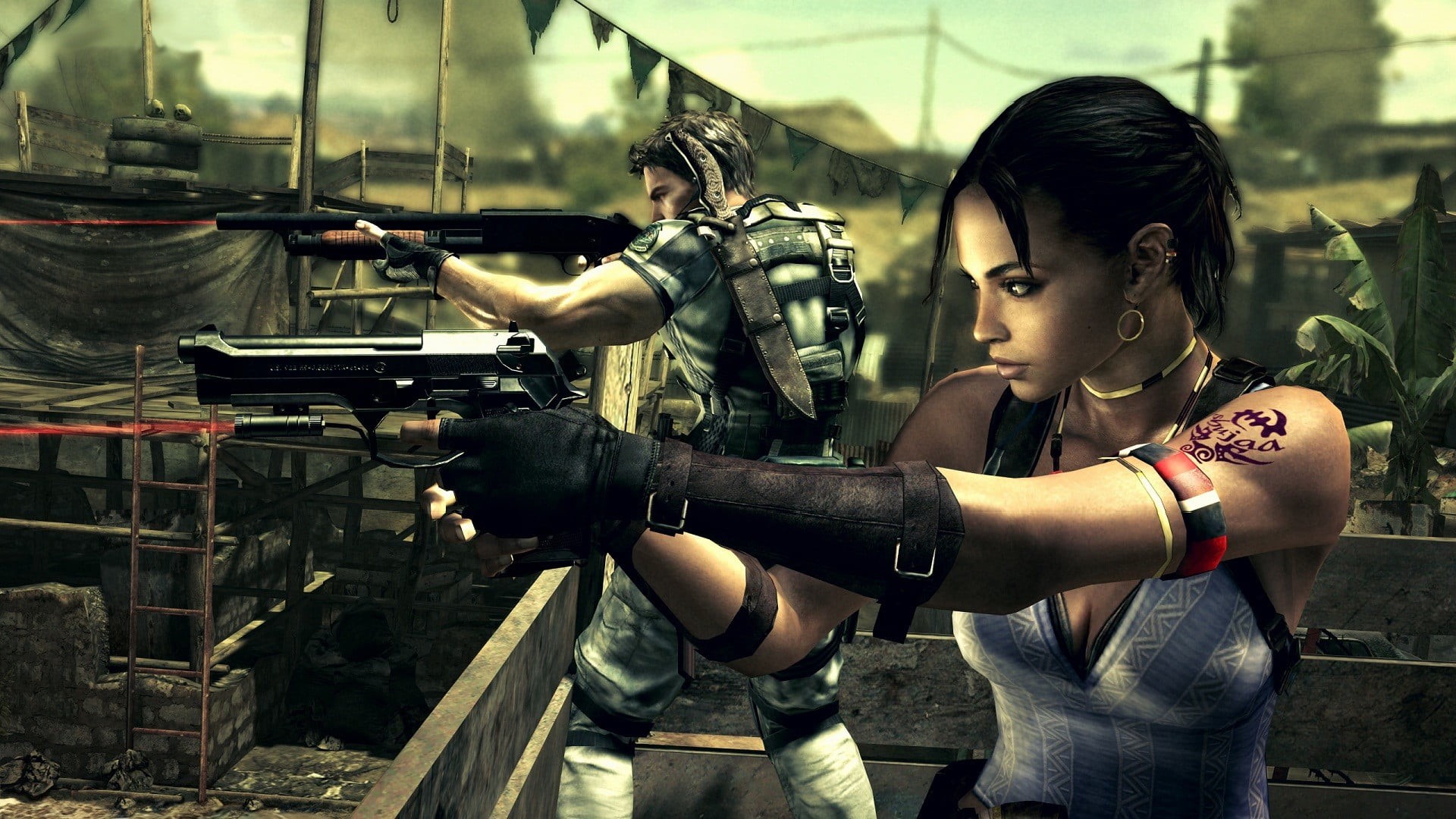 game, lifestyles, 1080P, indoors, Resident Evil 5, resident, two people, strength, concentration, holding, sport, adult, men, screenshot, boxing - sport, HD Wallpaper
