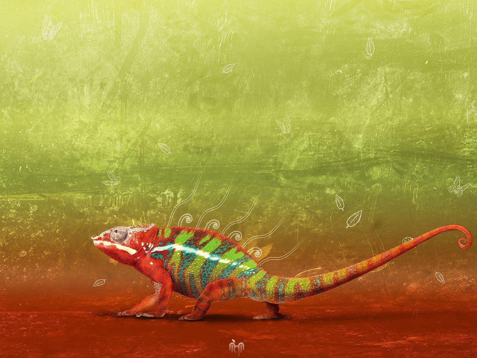 green color, painting, lizard, one animal, representation, animal, animal representation, day, reptiles, no people, reptile, red, water, chameleon, vertebrate, HD Wallpaper