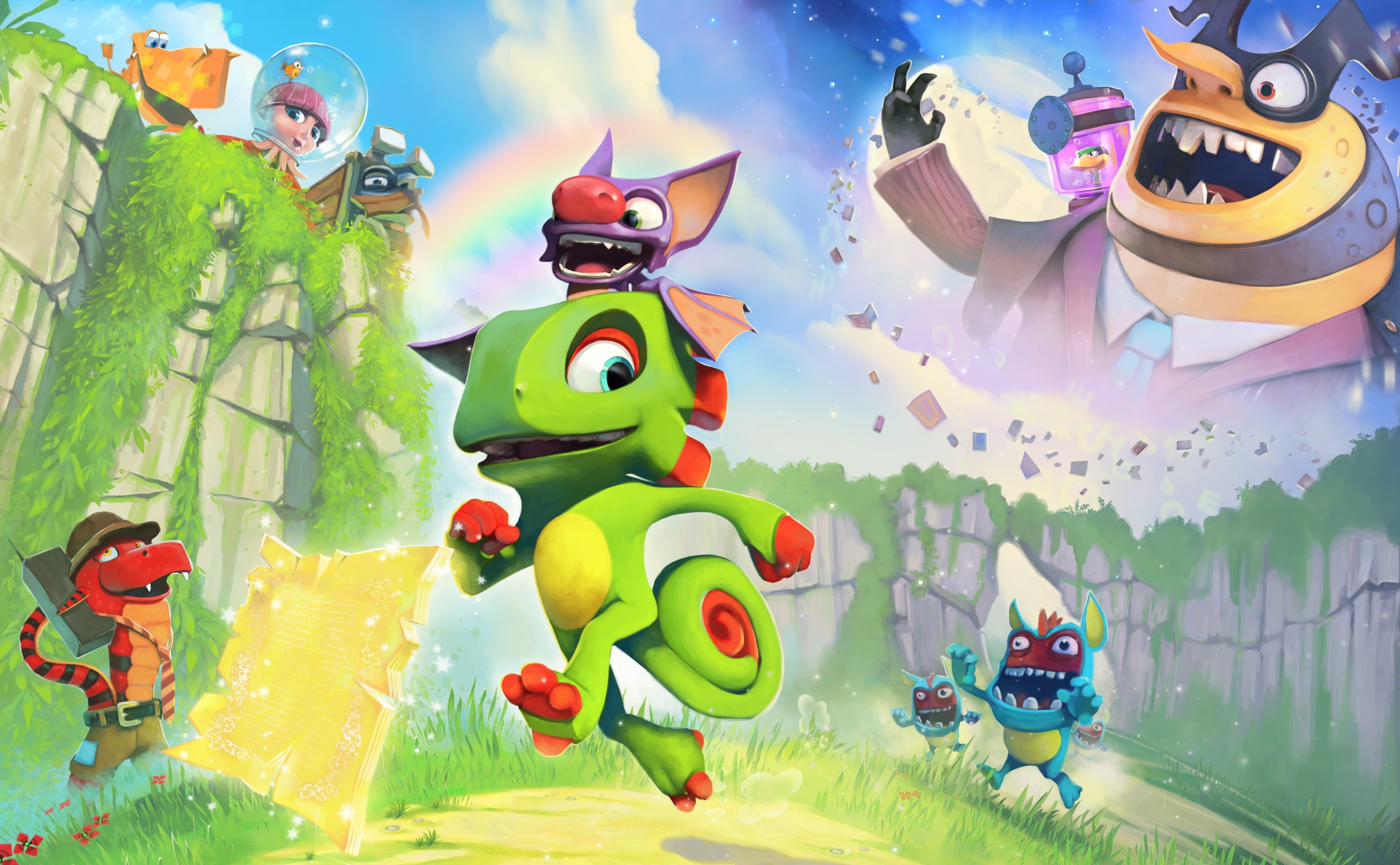 2017, videogame, festival, Magic, Laylee, Games, bat, human representation, Yooka-Laylee, celebration, 4K, Game, multi colored, sky, day, art and craft, HD Wallpaper