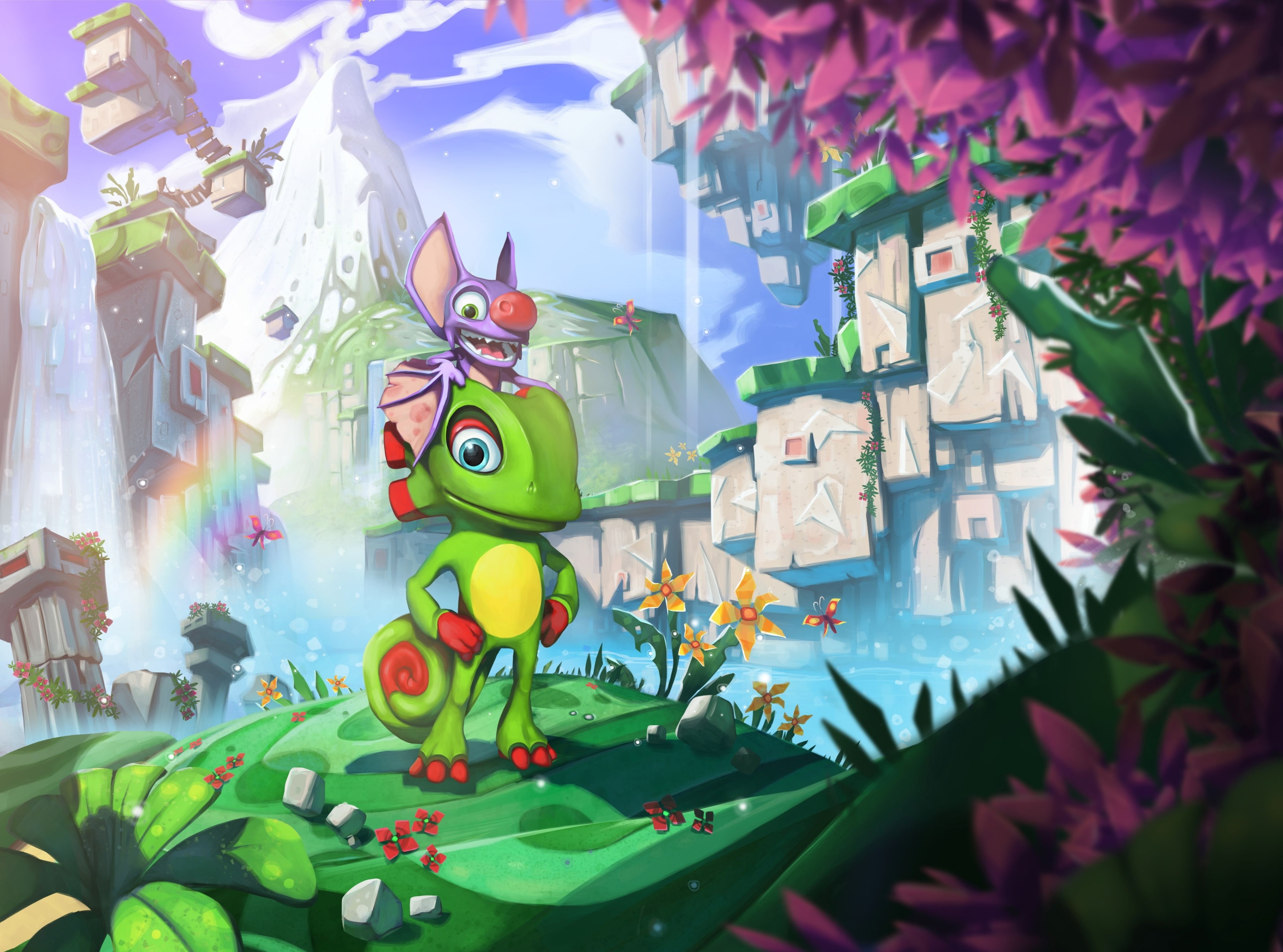 close-up, yooka laylee 4k full screen  hd, creativity, flower, no people, architecture, art and craft, animal representation, plant part, built structure, HD Wallpaper