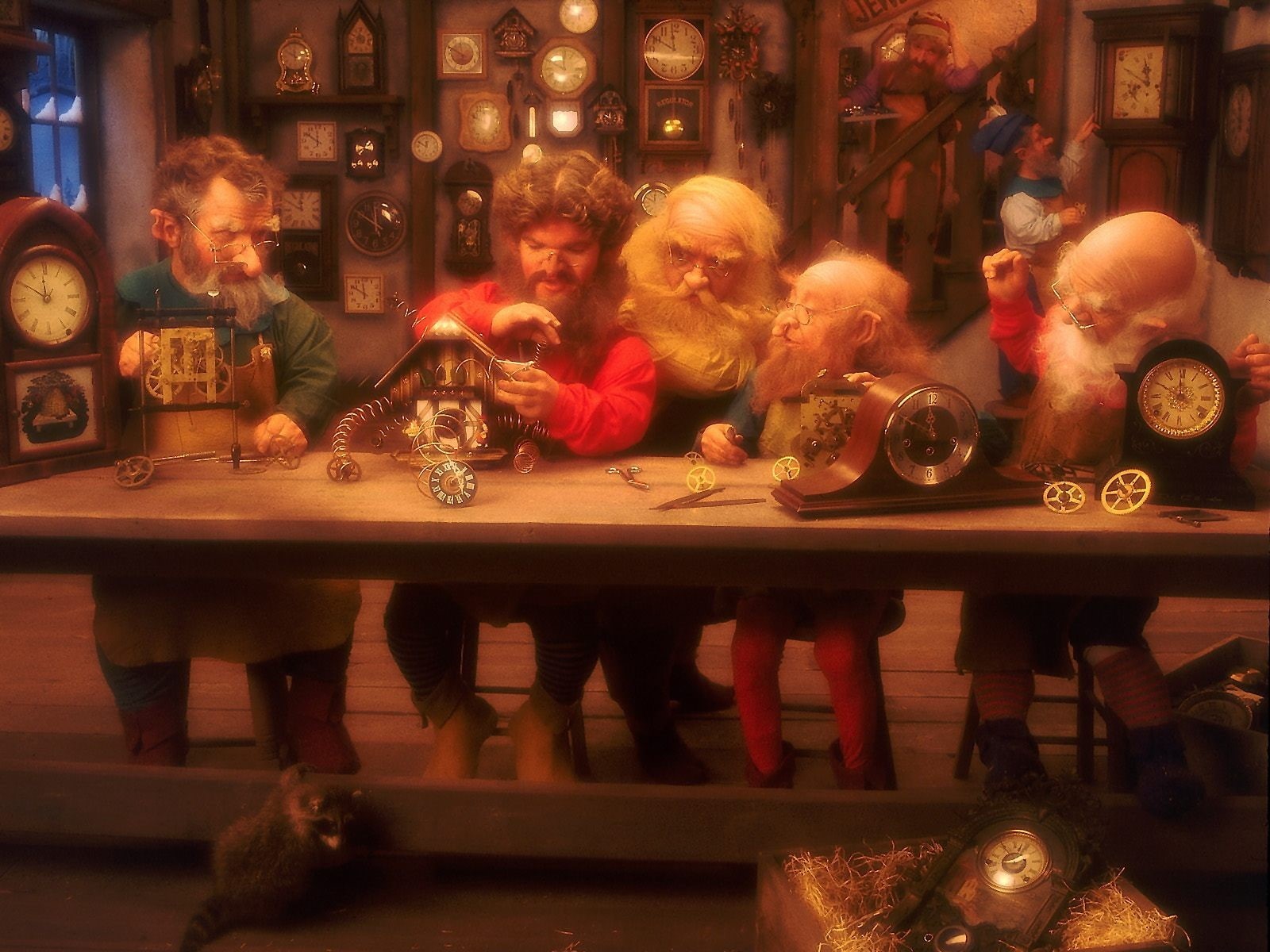 Christmas, group of people, human representation, transparent, people, illuminated, store, 720P, large group of objects, Watch, childhood, raccoon, creativity, HD Wallpaper