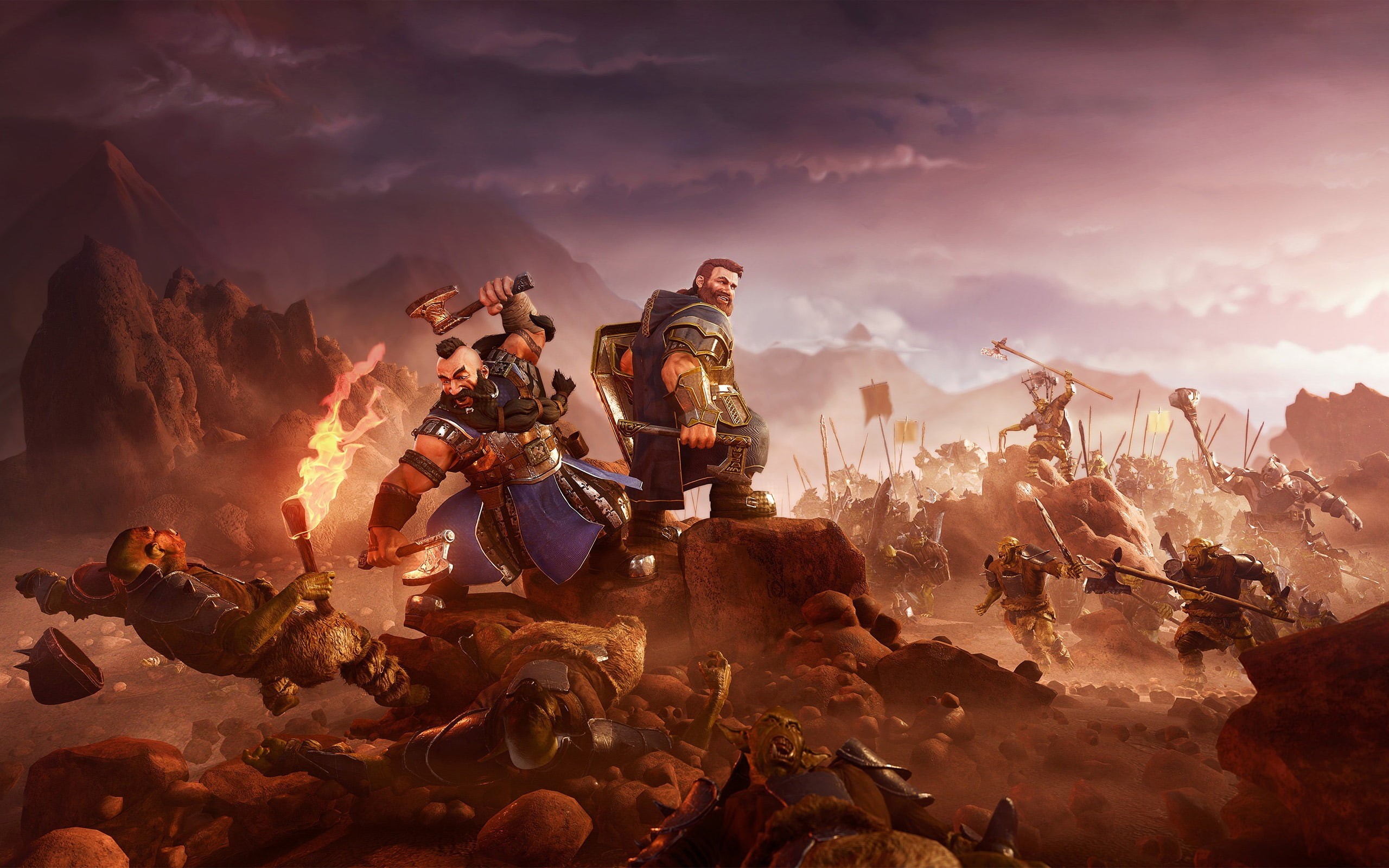 dwarves, digital composite, full length, sign, 2K, fighting, smoke - physical structure, men, nature, military, outdoors, war, cloud - sky, HD Wallpaper