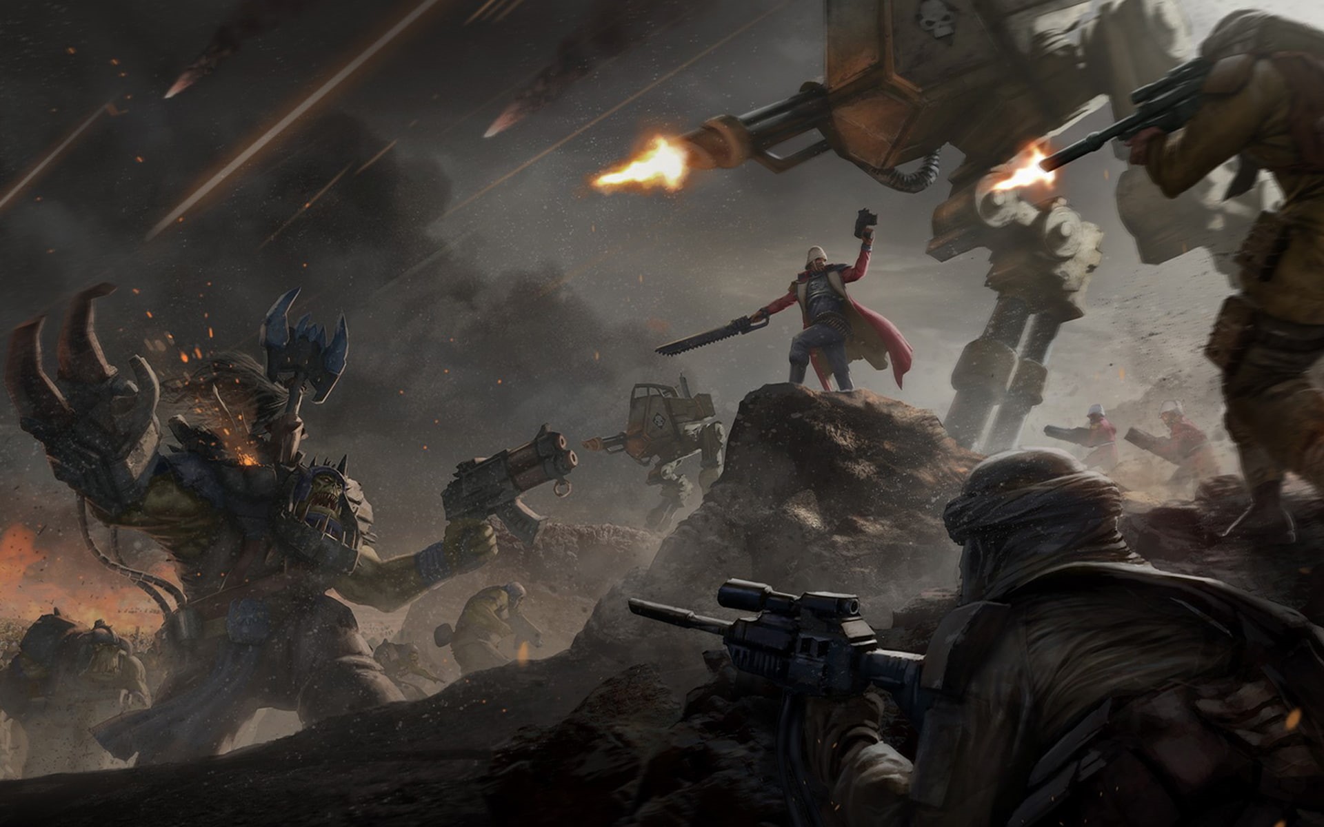 Warhammer, futuristic, 1080P, battle, video games, 3D, fantasy art, Warhammer 40,000, war, orks, HD Wallpaper