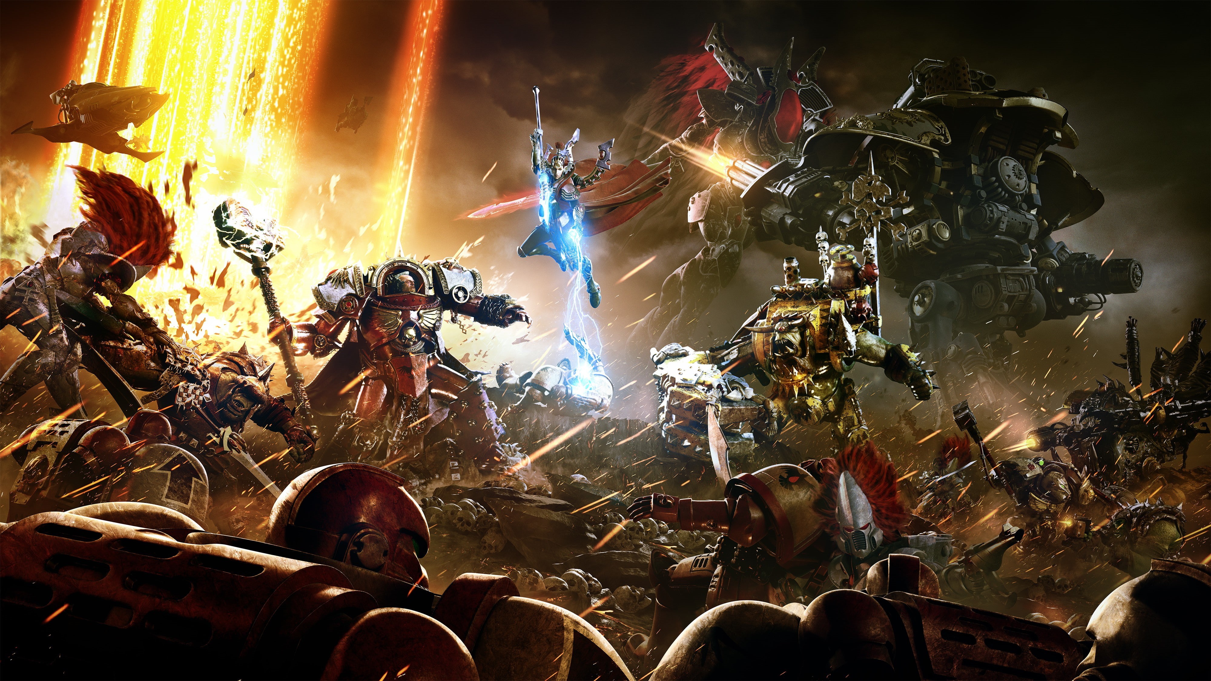 4000x2250 px, Dawn of War 3, 4K, orks, Space Marines, Eldar, war, WH40K, Blood Raven, Warhammer 40, HD Wallpaper