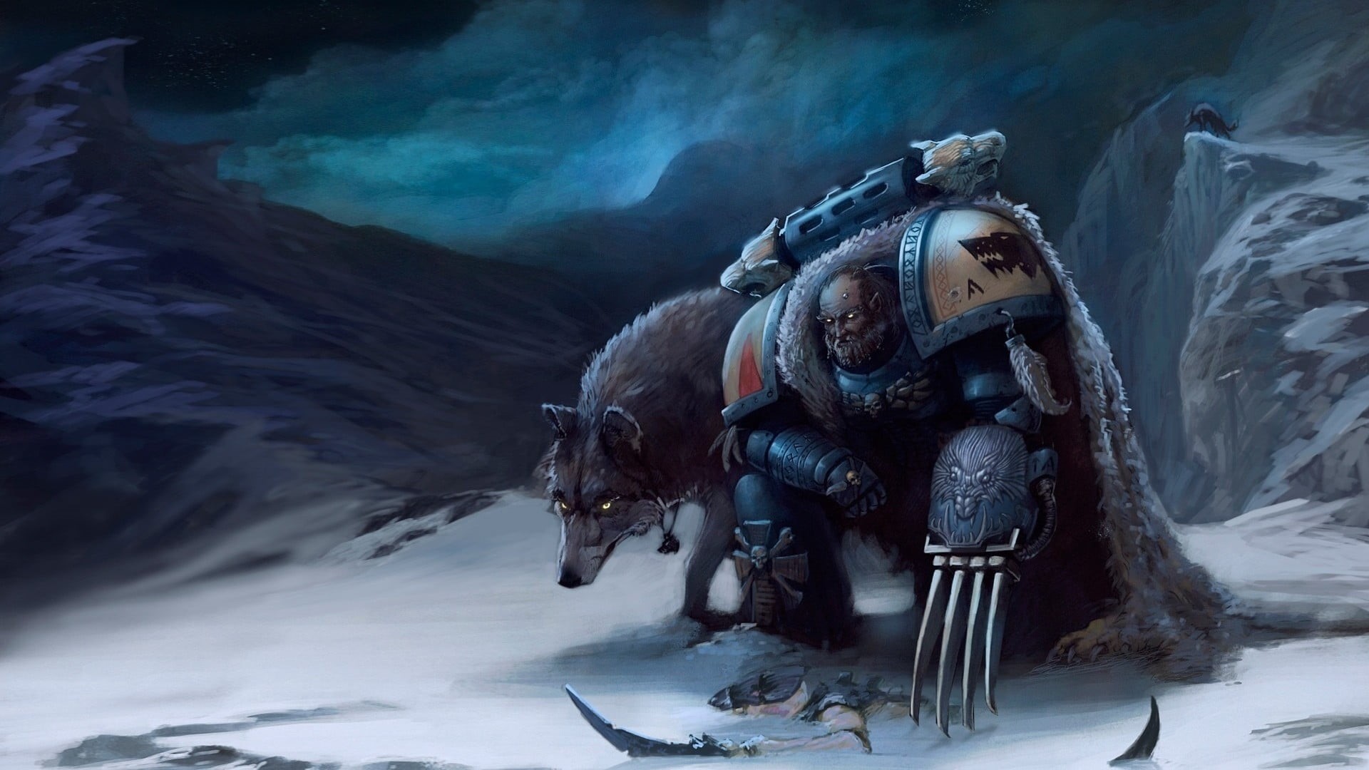animal themes, activity, 1080P, artwork, male, winter, nature, sport, no people, scenics - nature, cold temperature, horse, Warhammer 40,000, snow, animal, HD Wallpaper