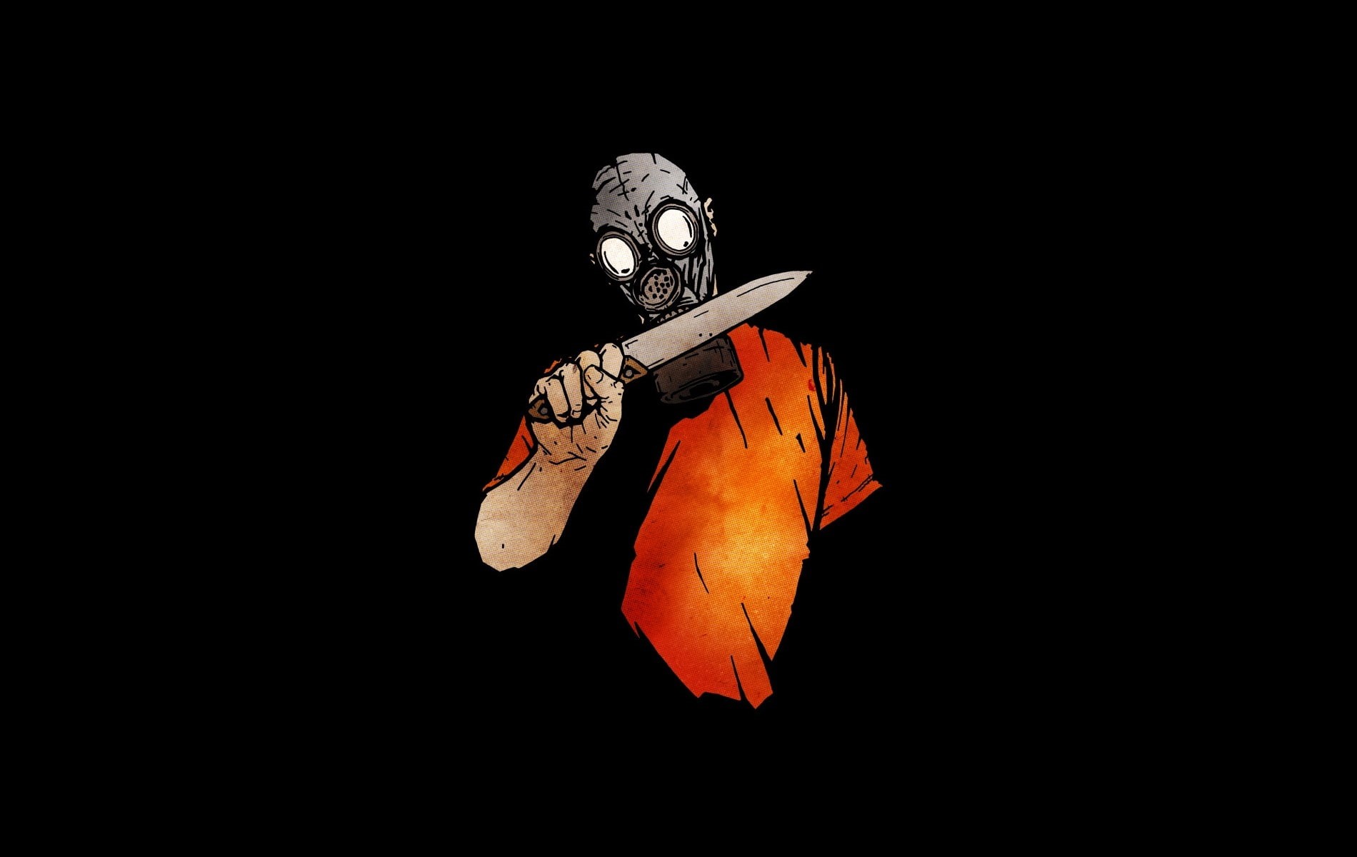 no people, copy space, studio shot, close-up, artwork, orange color, cut out, dark, halloween, nature, minimalism, black background, indoors, 720P, knives, HD Wallpaper