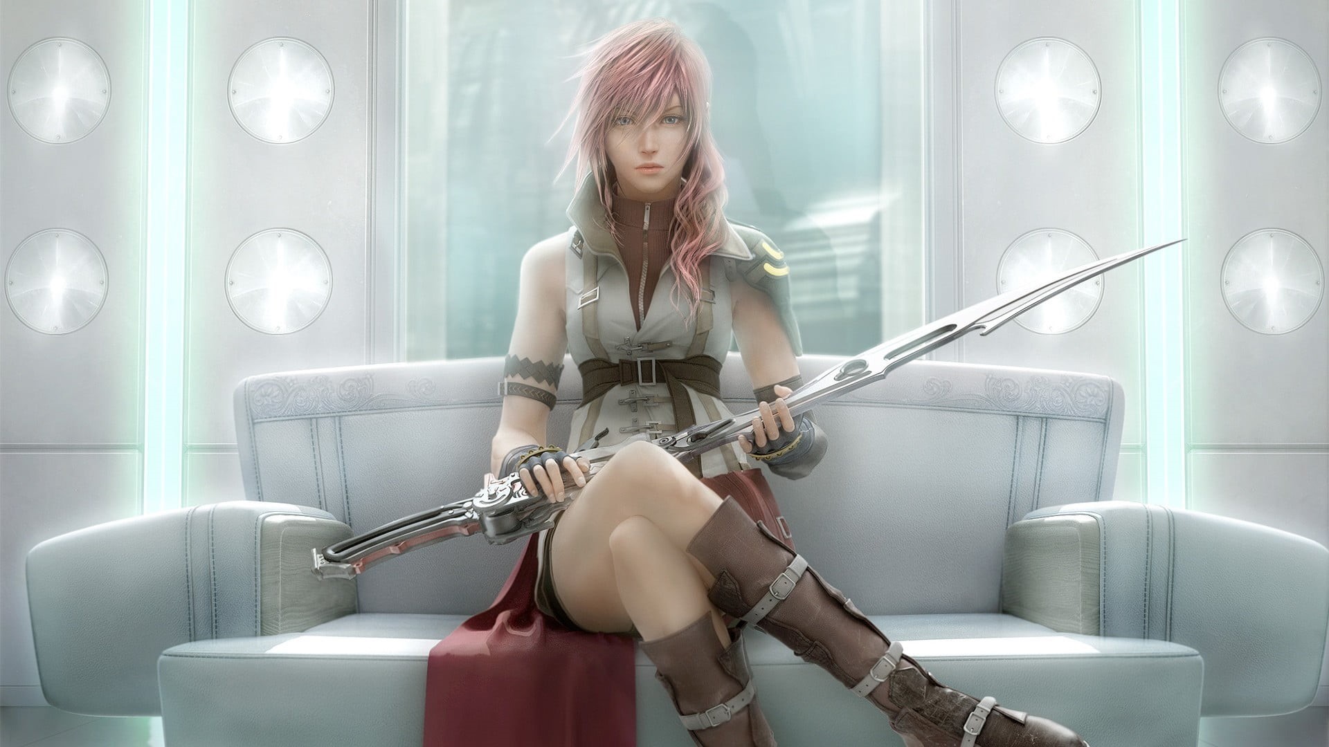 sitting, young women, full length, young adult, 1080P, one person, indoors, seat, fantasy, Claire Farron, adult, blond hair, contemplation, HD Wallpaper