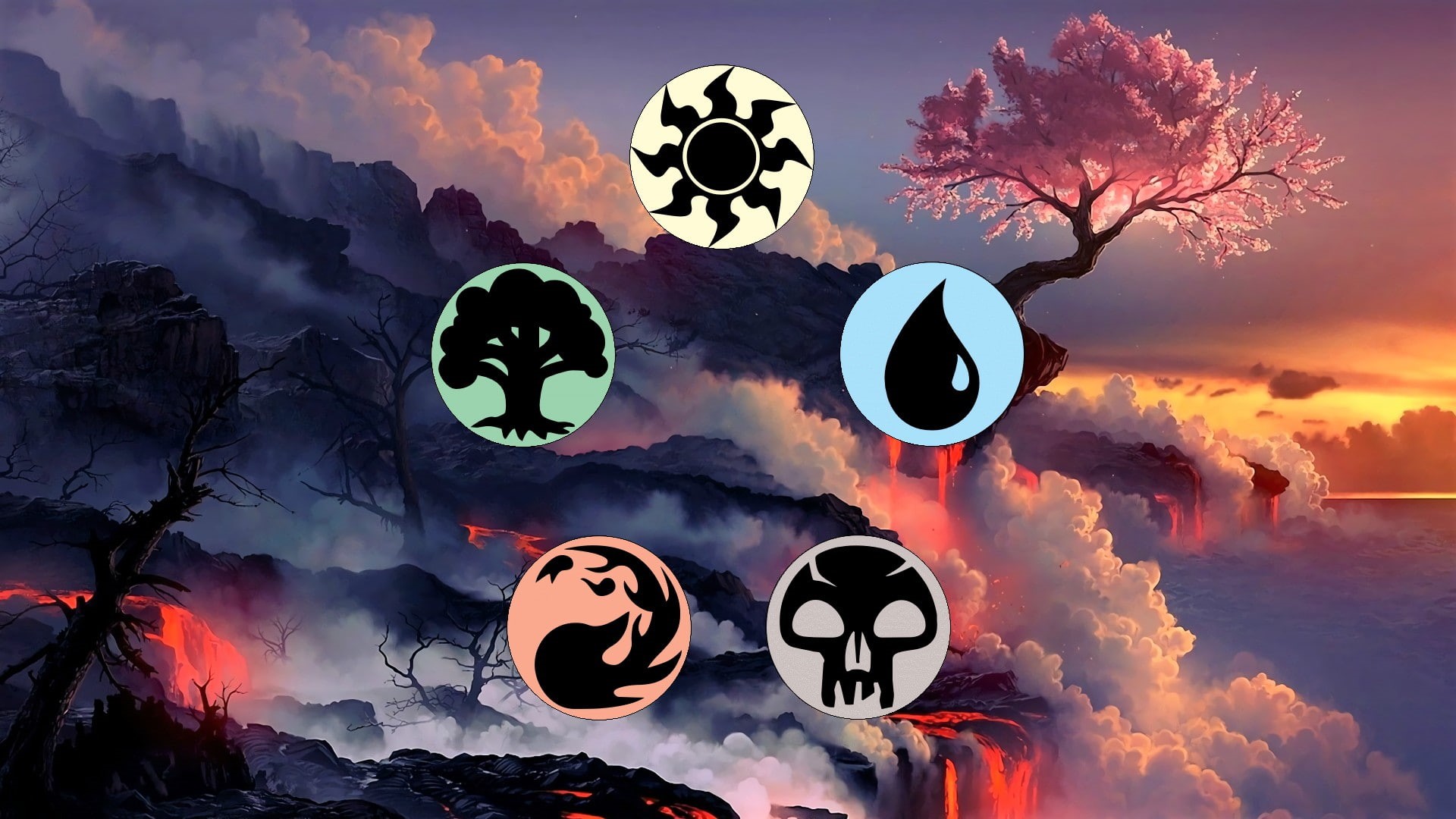 1080P, magic the gathering, elements, smoke, Lava, trading card games, Cherry Blossom, HD Wallpaper