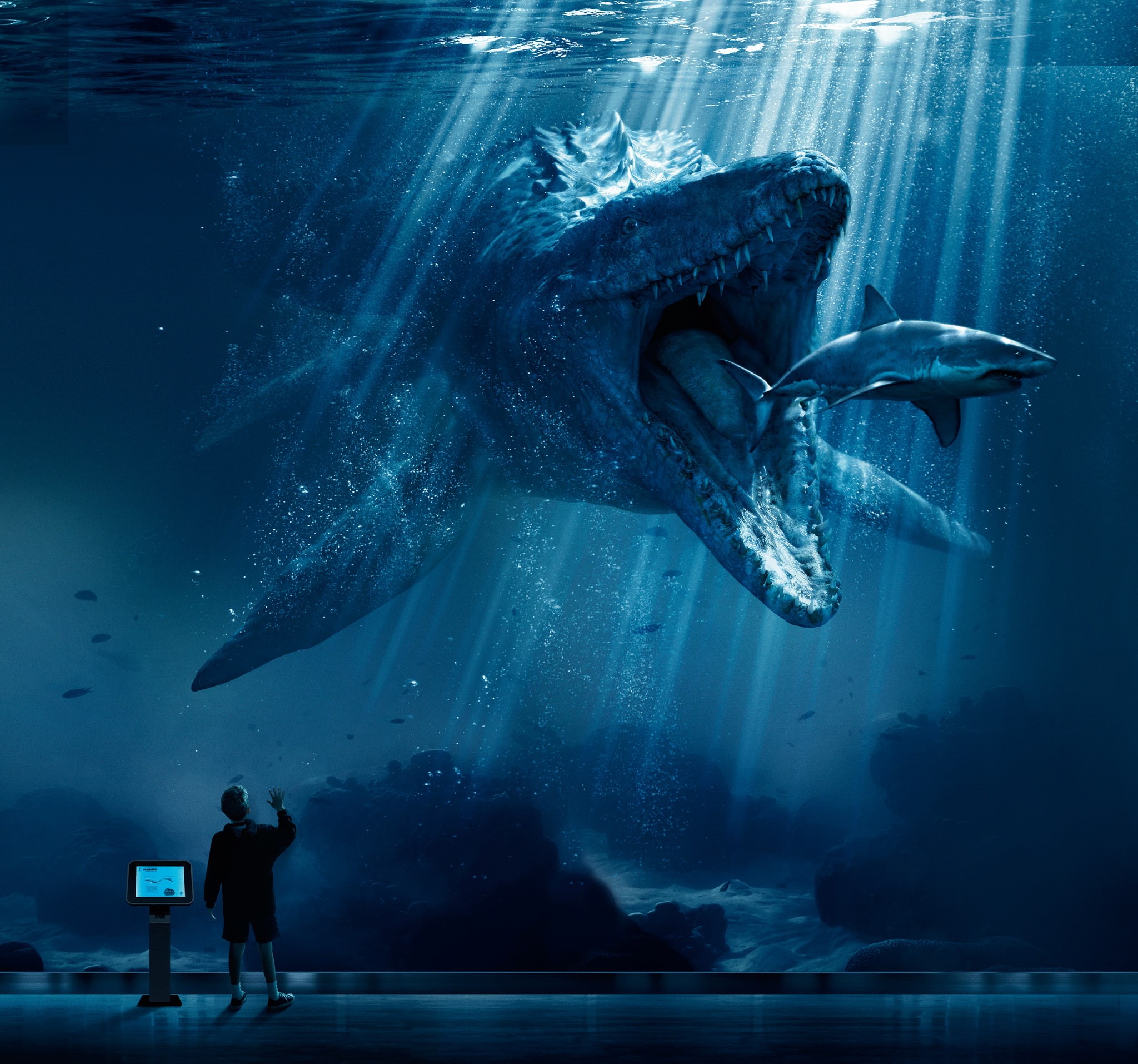 1080P, poster, mosasaurus, jurassic, world, shark, snack, HD Wallpaper