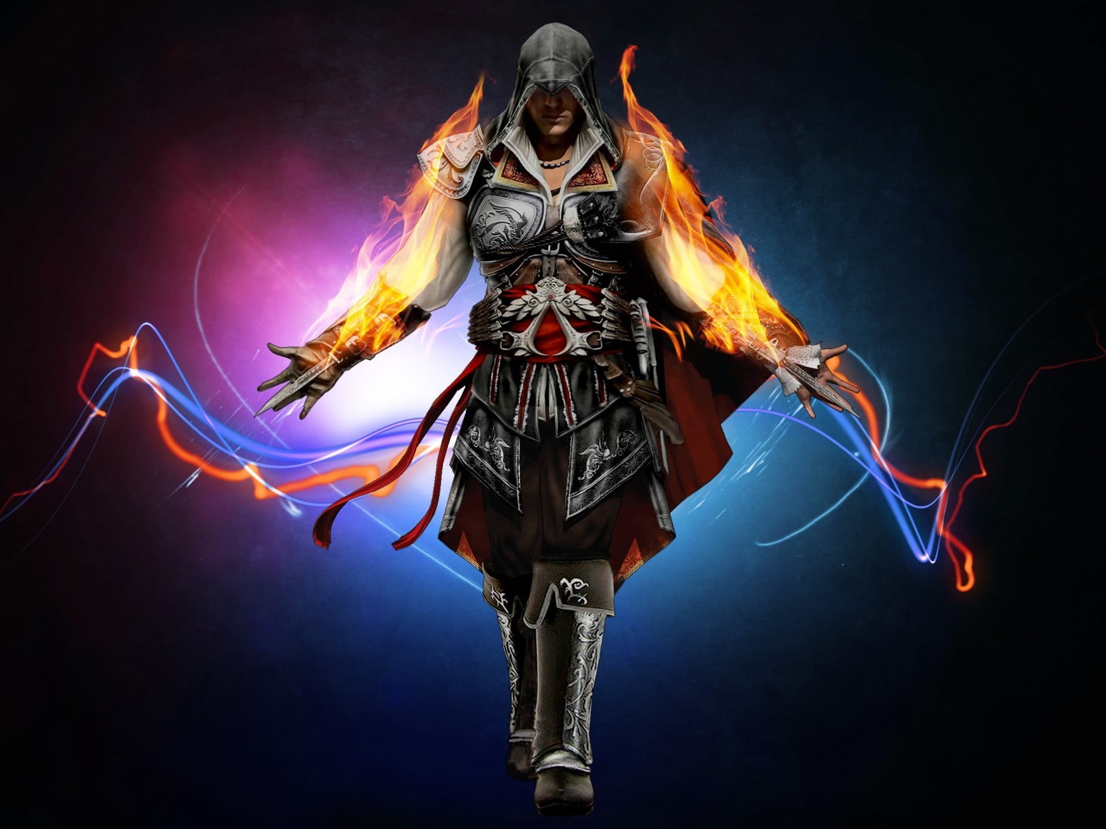 representation, one person, human representation, spirituality, long exposure, black background, Assassins Creed, art and craft, assassin, 720P, digital, HD Wallpaper