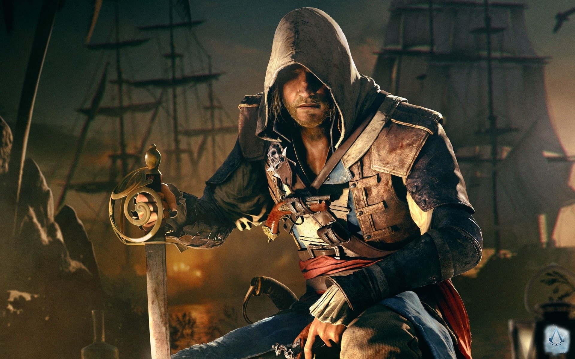 Flag, s, Assassin, Edward, Creed, 1080P, Black, iv, HD Wallpaper