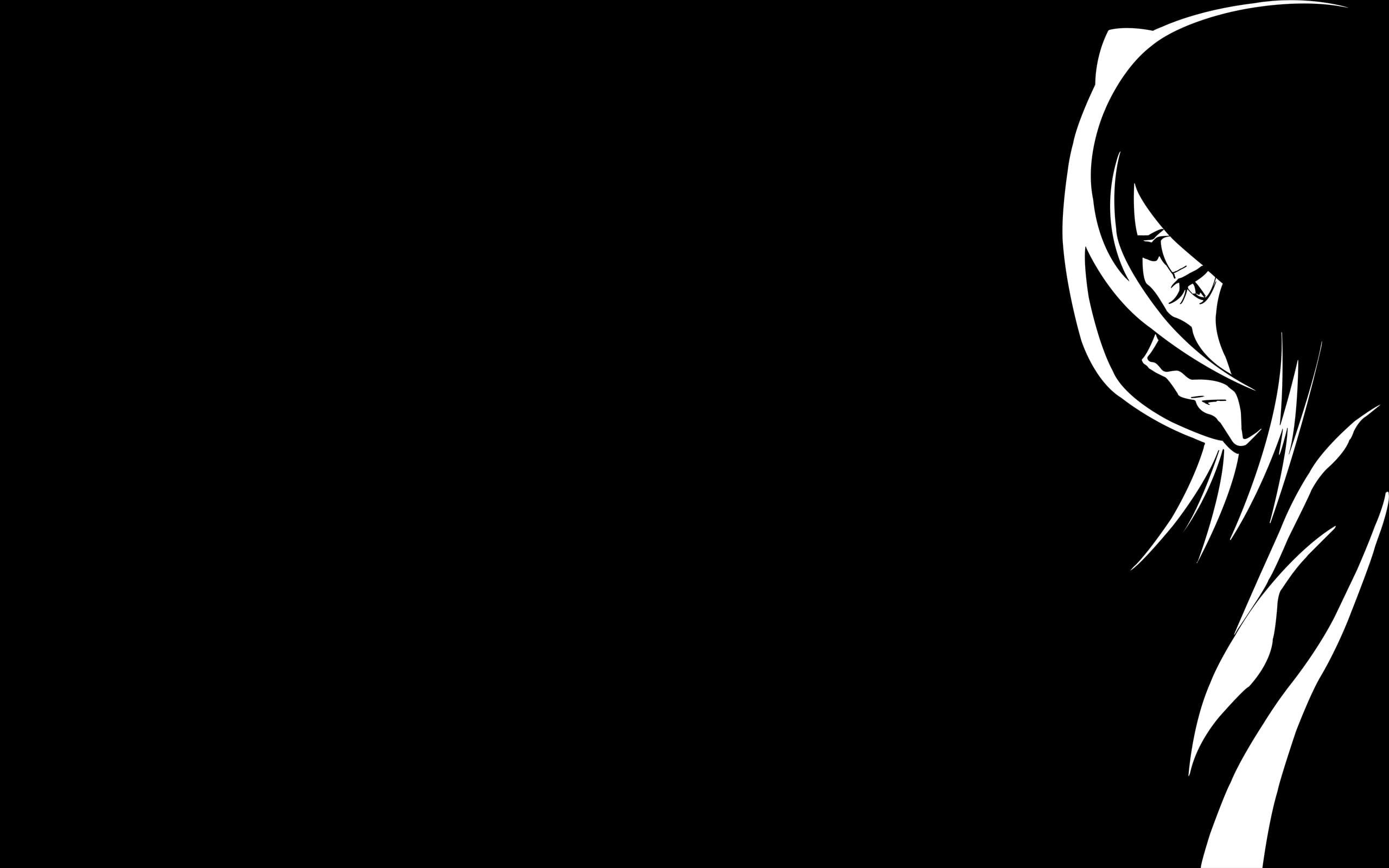 hd, white, kuchiki, art, rukia, black and white, anime, x, 2K, black, bleach, HD Wallpaper
