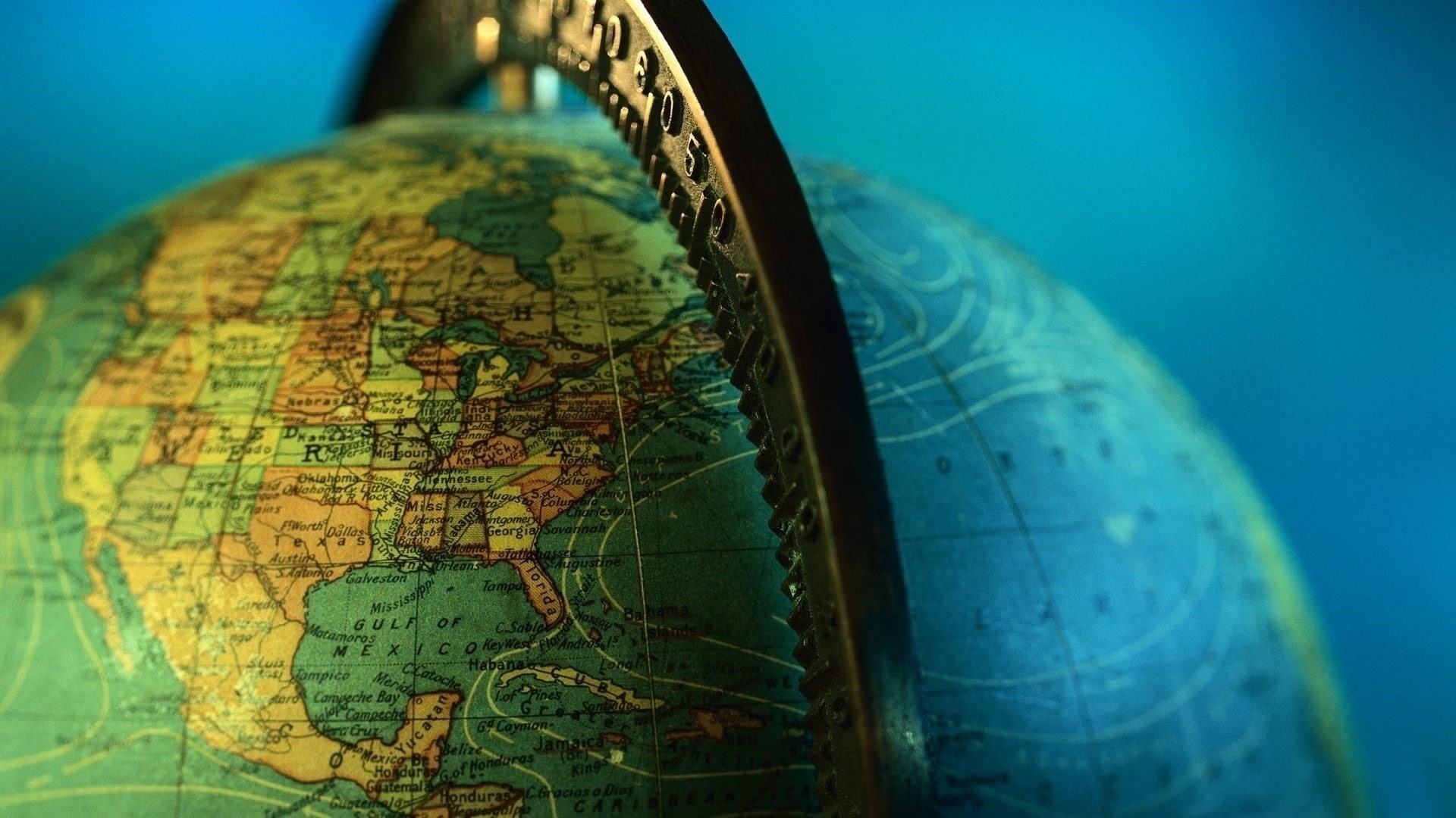 Earth, continents, blue background, North America, countries, map, globes, Canada, 1080P, sea, Mexico, USA, blue, HD Wallpaper