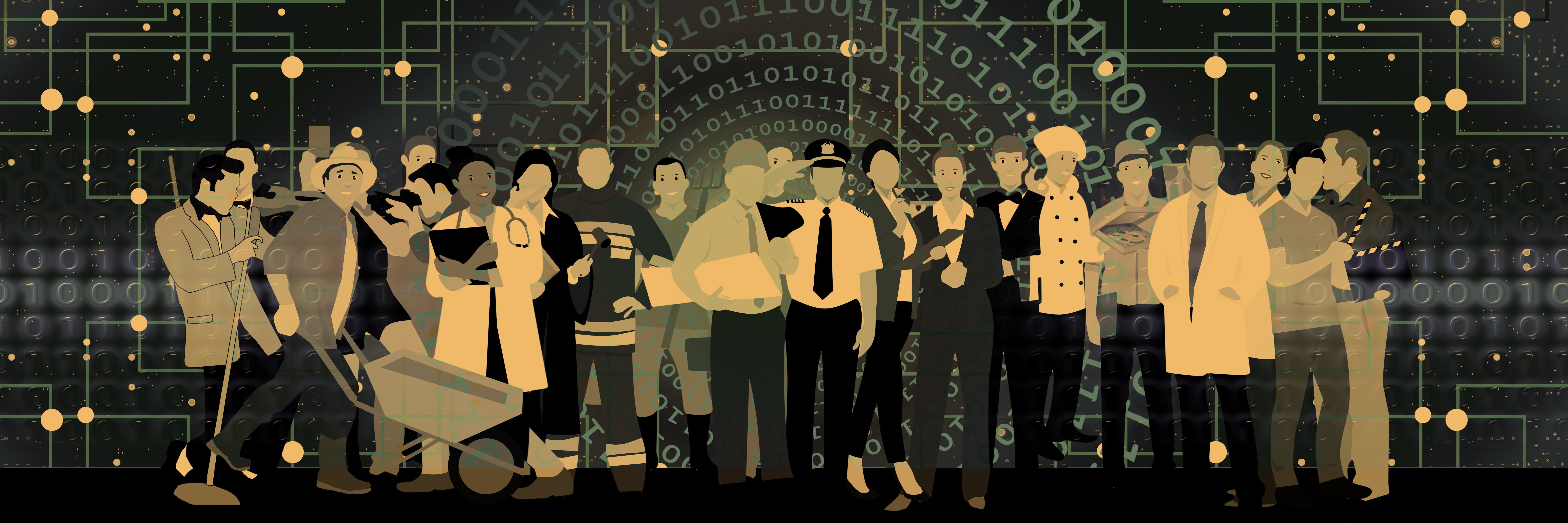 architecture, women, people, group, men, computer, person, communication, art and craft, data, digital, standing, night, digitization, representation, city, HD Wallpaper