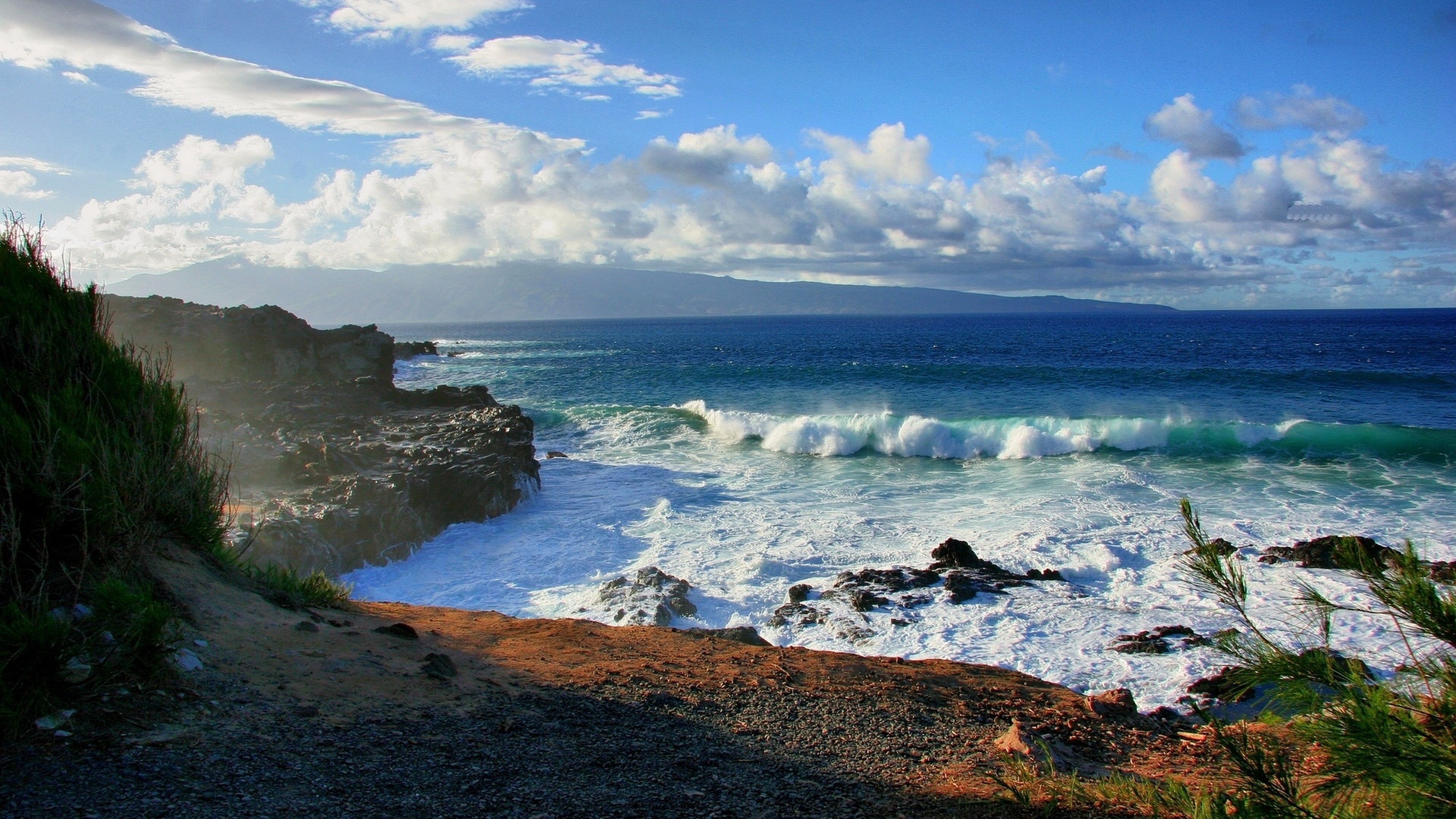 surf, wave, coast, 4K, sea, clouds, HD Wallpaper