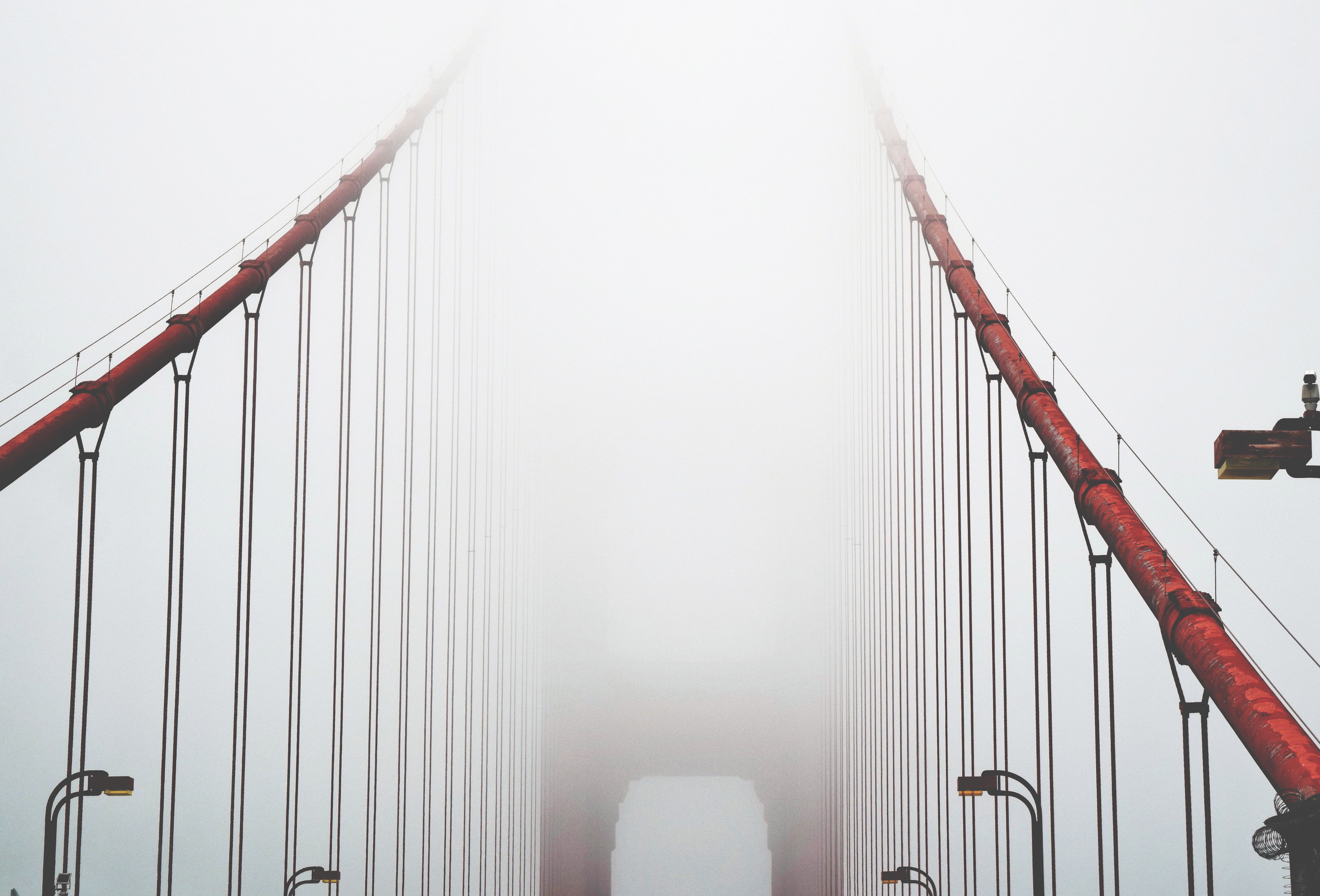 photo, metal, industry, outdoors, sky, staircase, golden Gate Bridge, transportation, direction, gate, connection, railing, building exterior, famous Place, HD Wallpaper