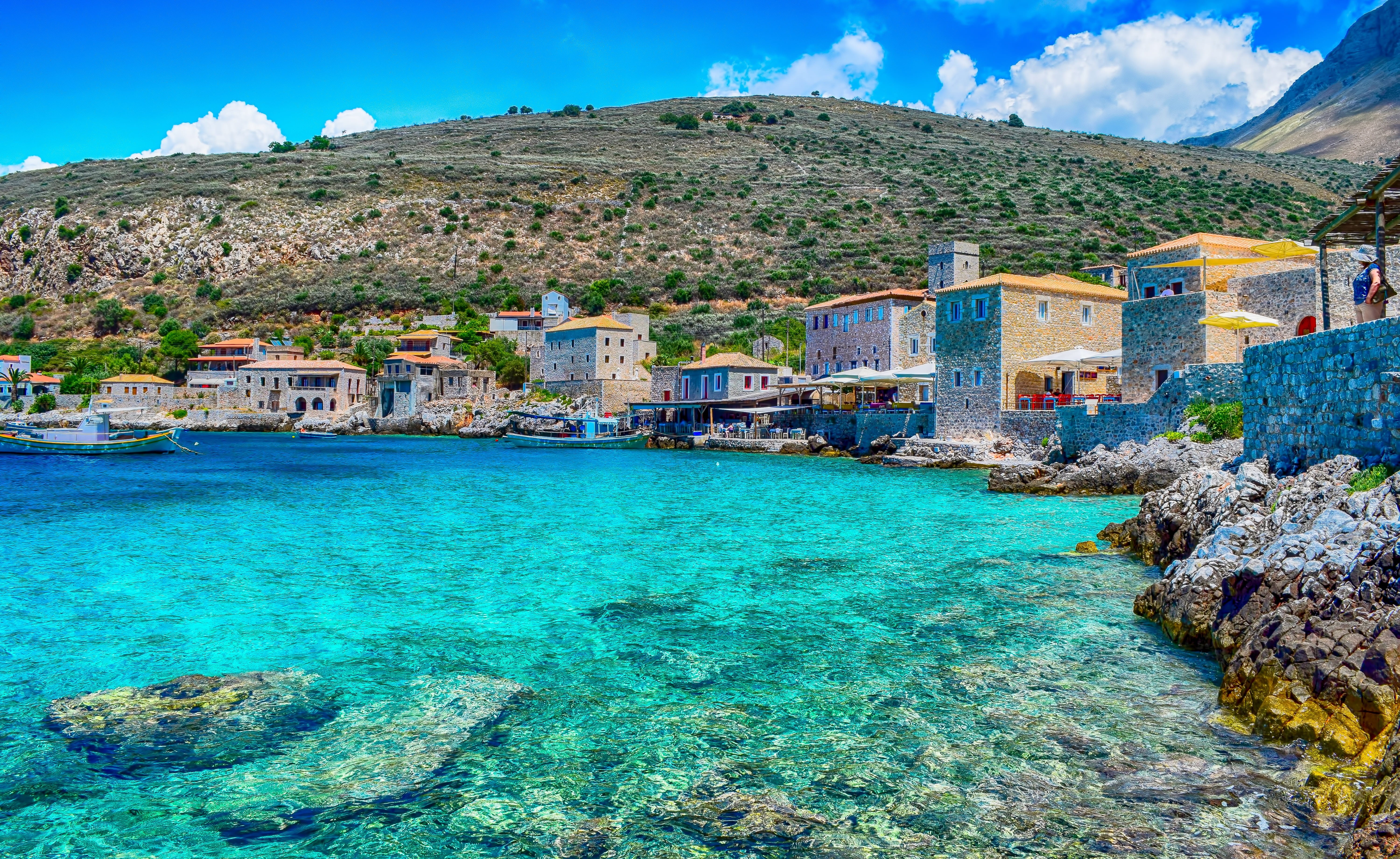 tourism, built structure, land, vacations, building, ocean, mountain, transportation, holiday, turquoise colored, nature, beach, relax, lagoon, building exterior, HD Wallpaper