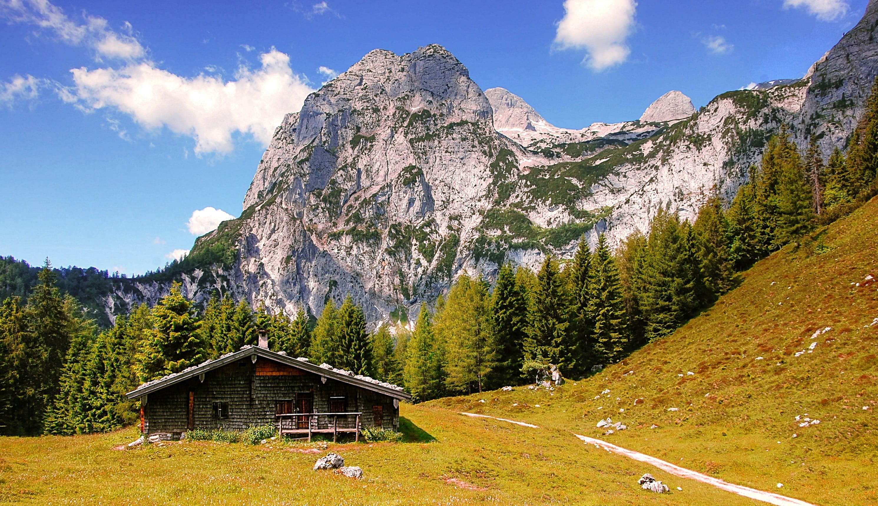 chalet, Mountains, plant, landscapes, away, Bavaria, travel, destination, scenics, holiday, view, outdoors, distant, alm, garmisch, beauty in nature, hiking, HD Wallpaper
