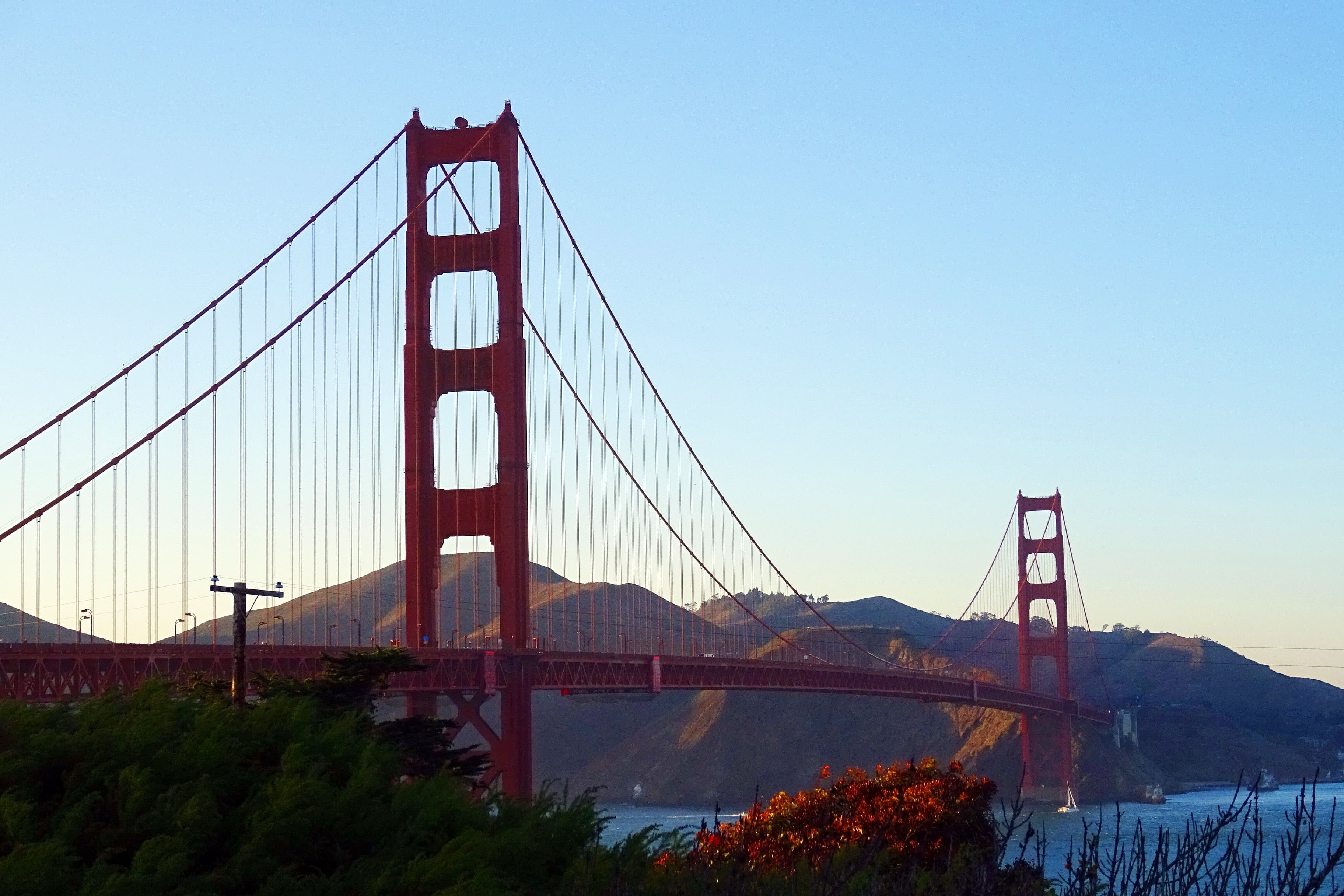 bridge, tourism, landmark, connection, travel, water, golden gate bridge, engineering, blue, vacation, ocean, suspension, 2K, san francisco, travel destinations, HD Wallpaper