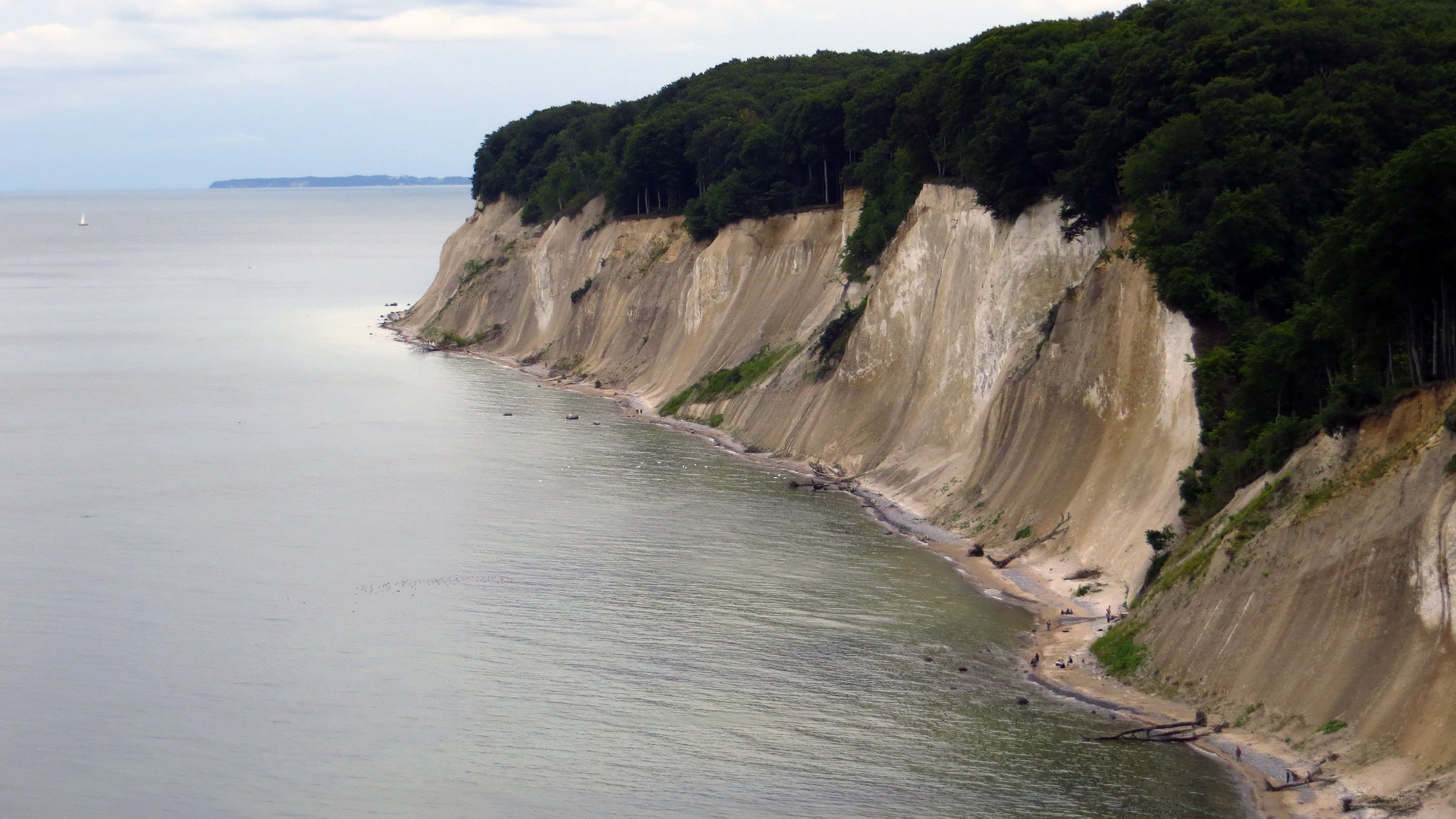 high shore trail, beach, beauty in nature, tranquility, white cliffs, land, tranquil scene, landscape, cliff, 2K, plant, rügen island, travel, mecklenburg western pomerania, HD Wallpaper