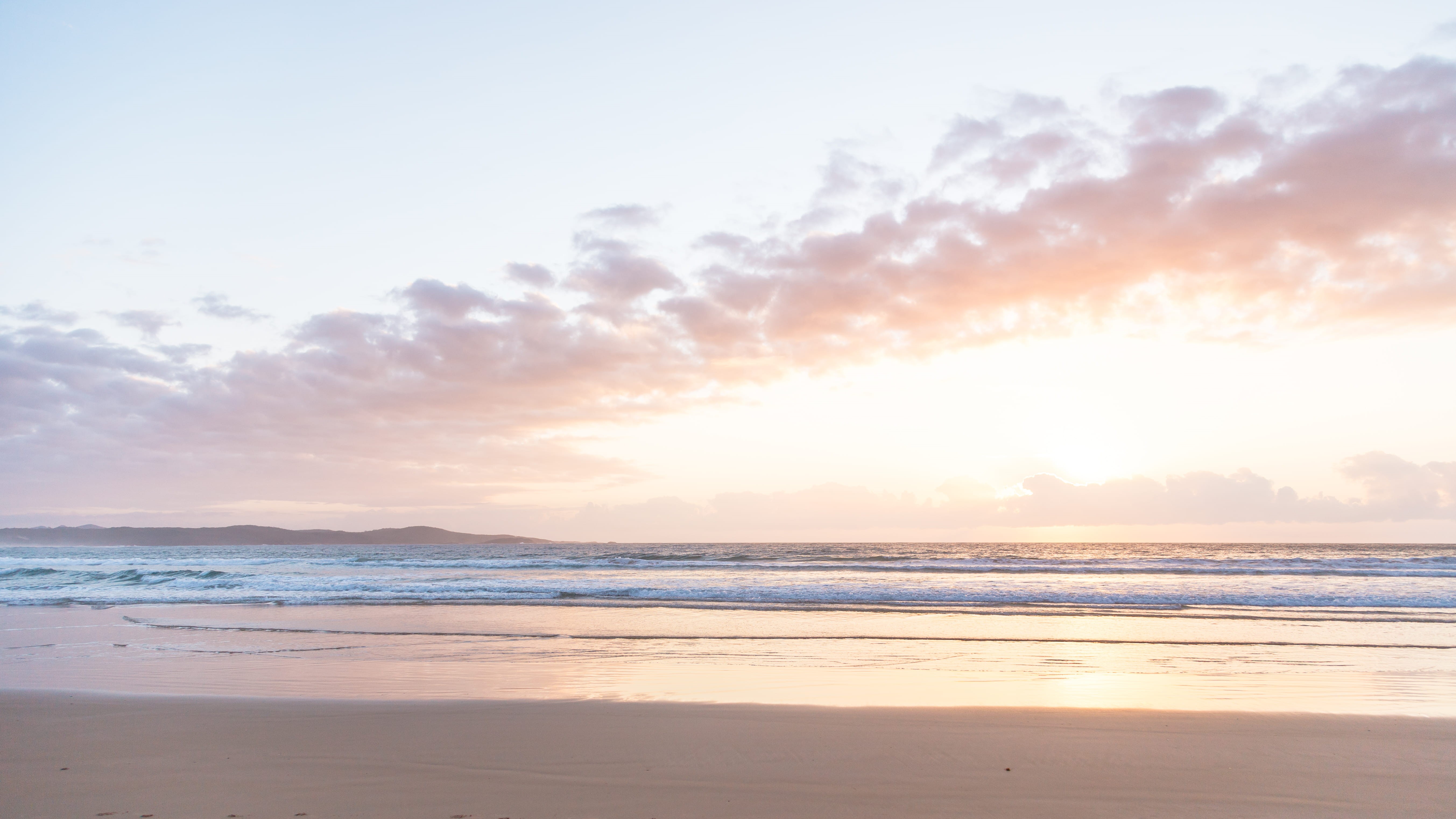 sea, ocean, nature, land, scenics - nature, idyllic, sydney, chill, orange, relax, hill, no people, calm, 5K, yellow, outdoors, australia, pink, sky, sunrise, HD Wallpaper