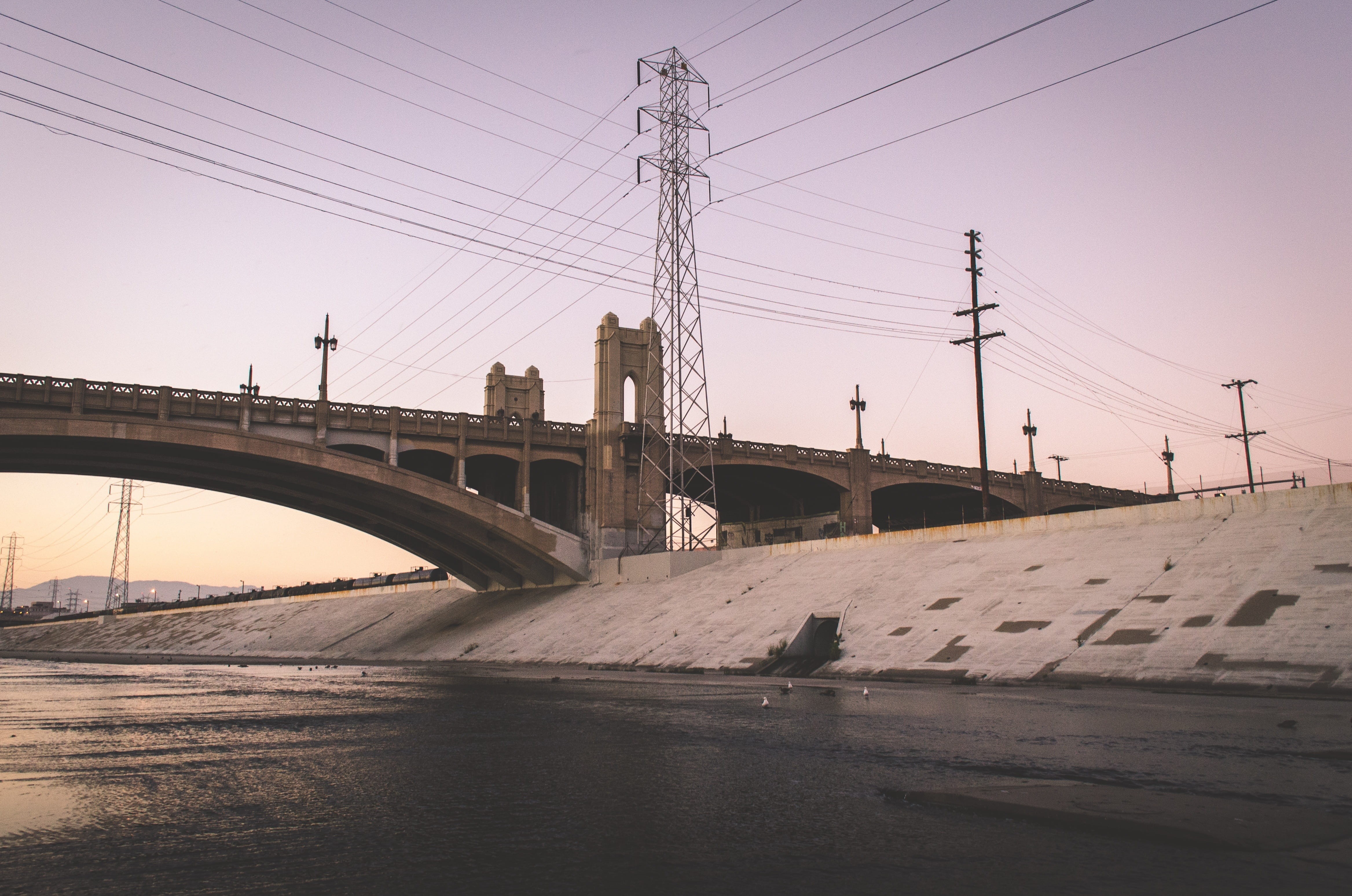 arch bridge, crossing, electricity pylon, building, electric, connection, power line, built structure, concrete, bridge, no people, construction, day, power supply, HD Wallpaper