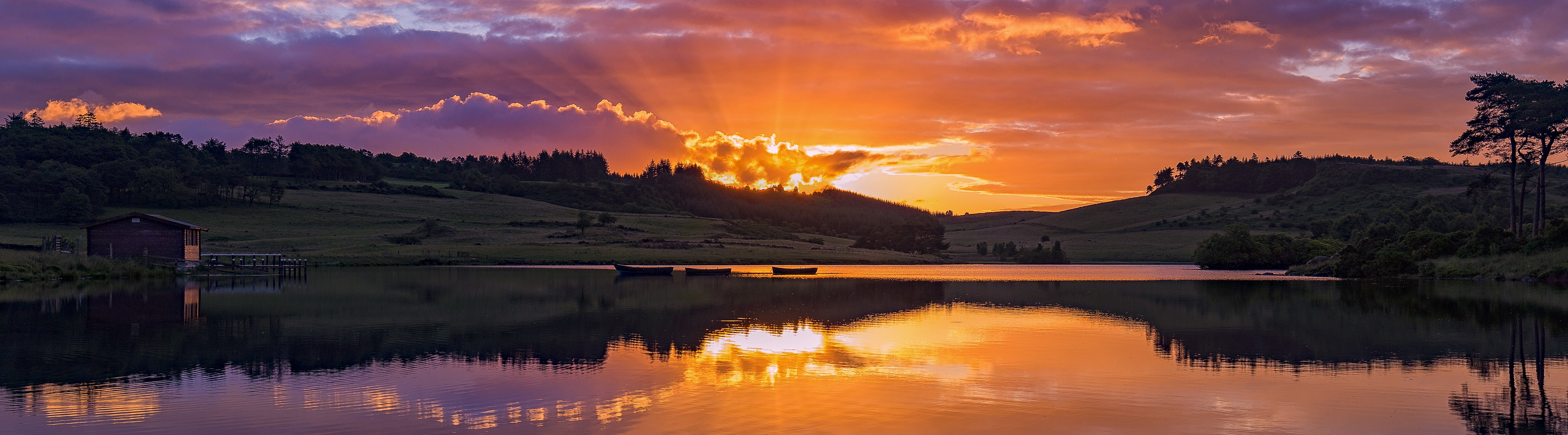 reflection lake, sky, panorama, tranquility, romantic sky, View, Wilderness, visit, dramatic sky, environment, no people, Boats, Scotland, Photography, HD Wallpaper