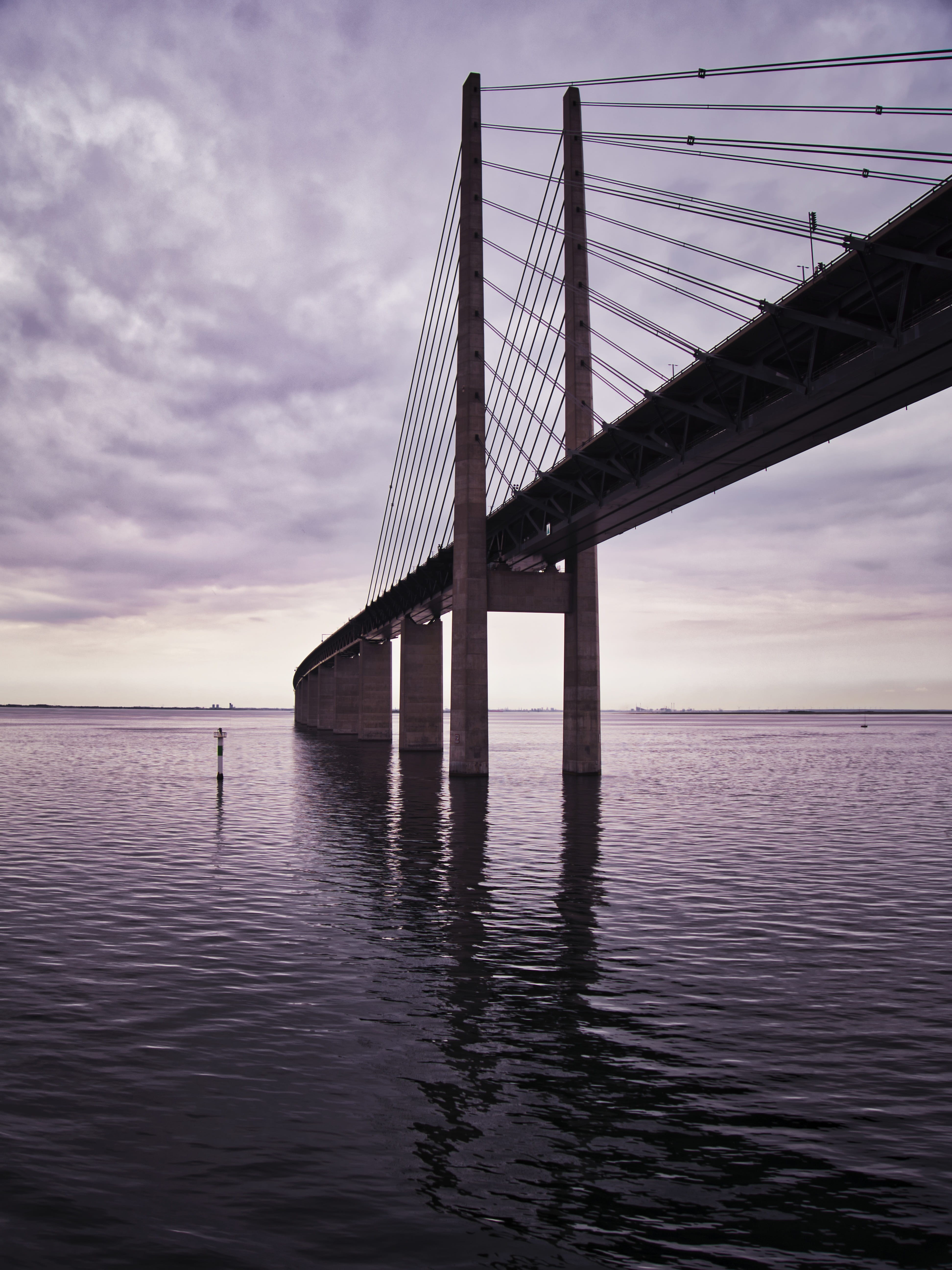 architecture, waterfront, cloud - sky, sky, tranquil scene, bay, connection, sunset, malmö, baltic sea, nature, öresund, bridge, engineering, scenics - nature, Phone HD Wallpaper