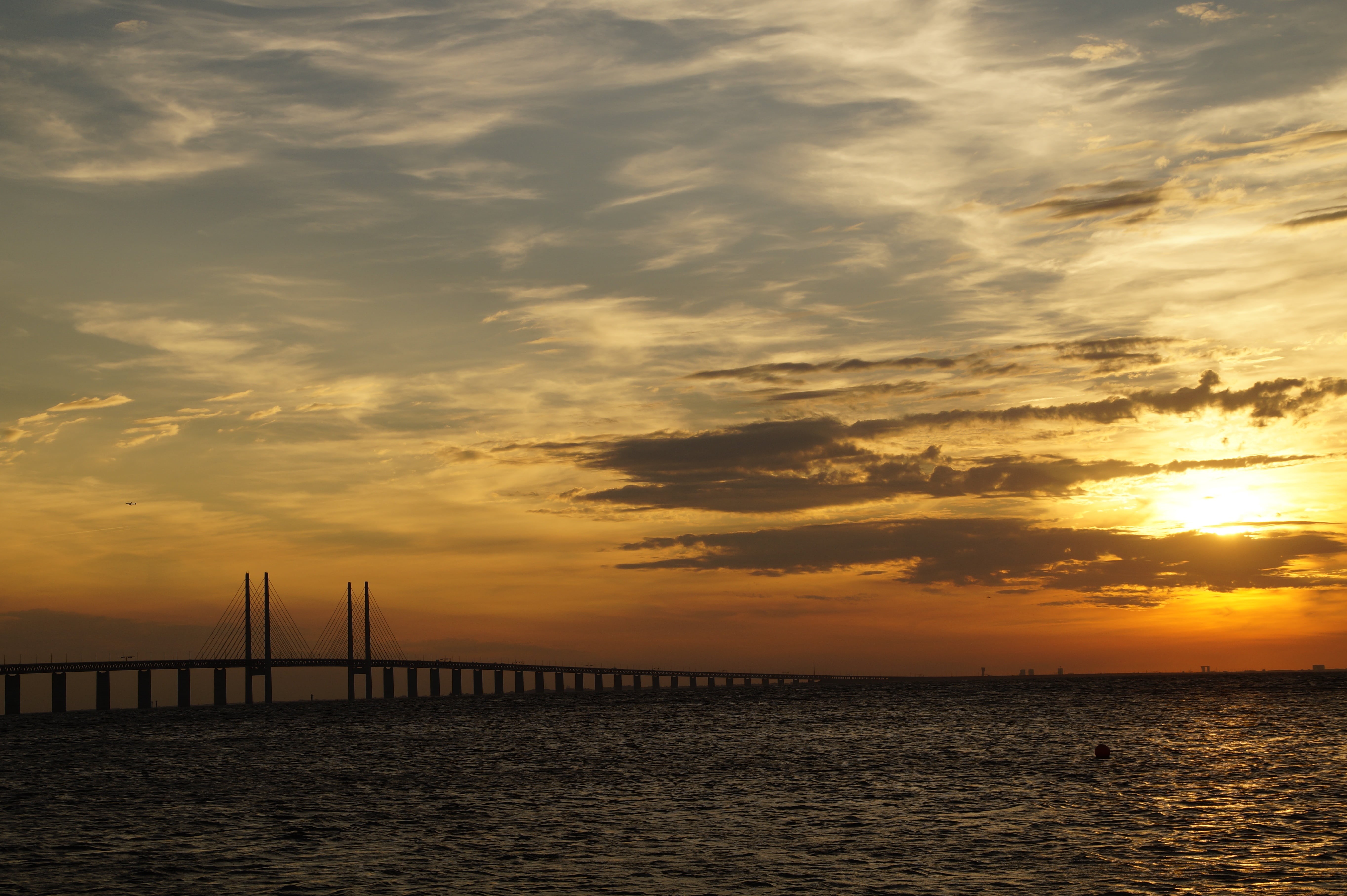 nature, malmö, baltic sea, sea, sky, scenics - nature, beauty in nature, horizon over water, outdoors, copenhagen, sun, öresund, oresund bridge, connection, HD Wallpaper