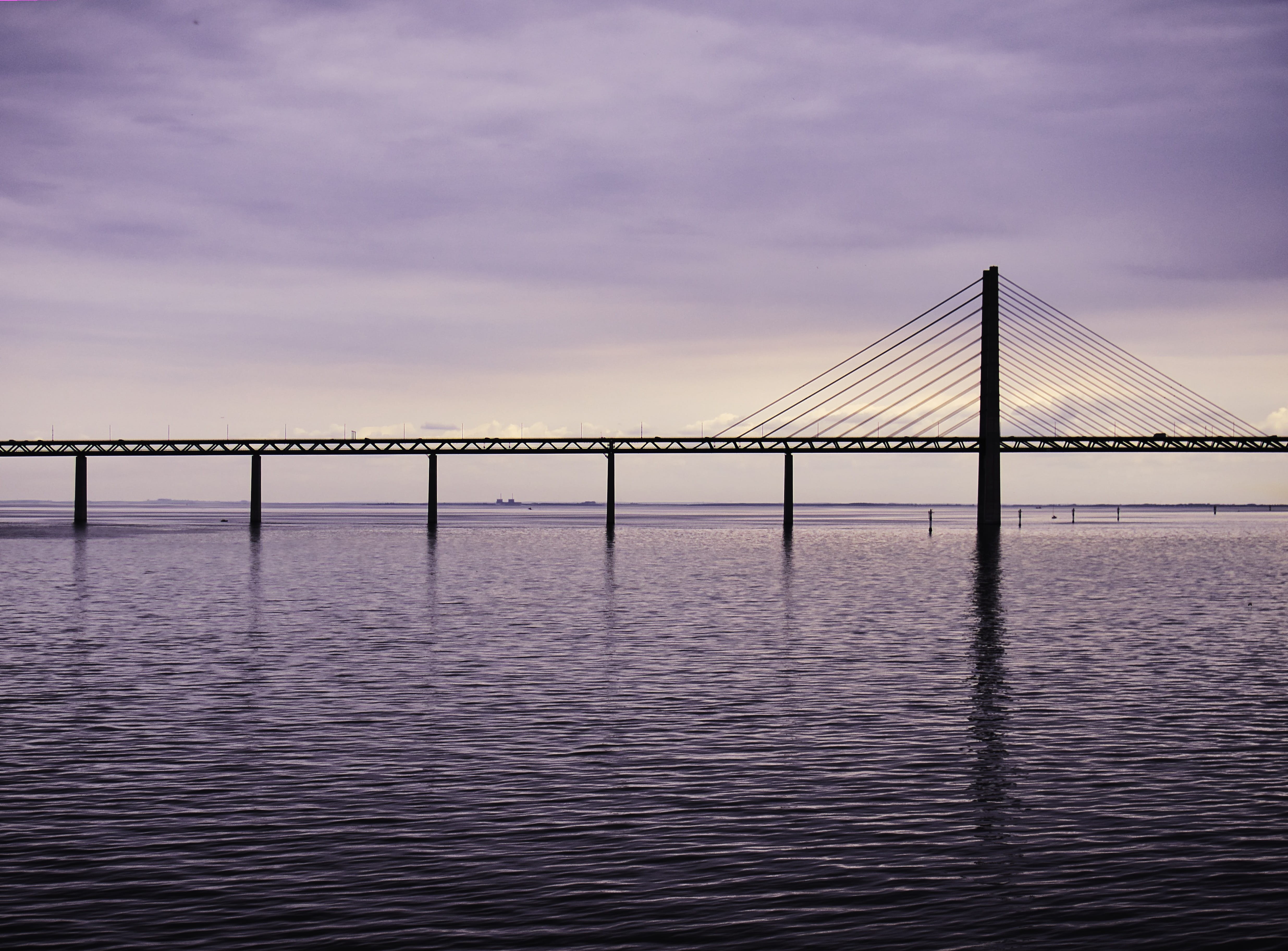 architecture, sky, malmö, outdoors, long, bridge, water, cable-stayed bridge, 4K, baltic sea, connection, nature, scenics - nature, transportation, built structure, HD Wallpaper
