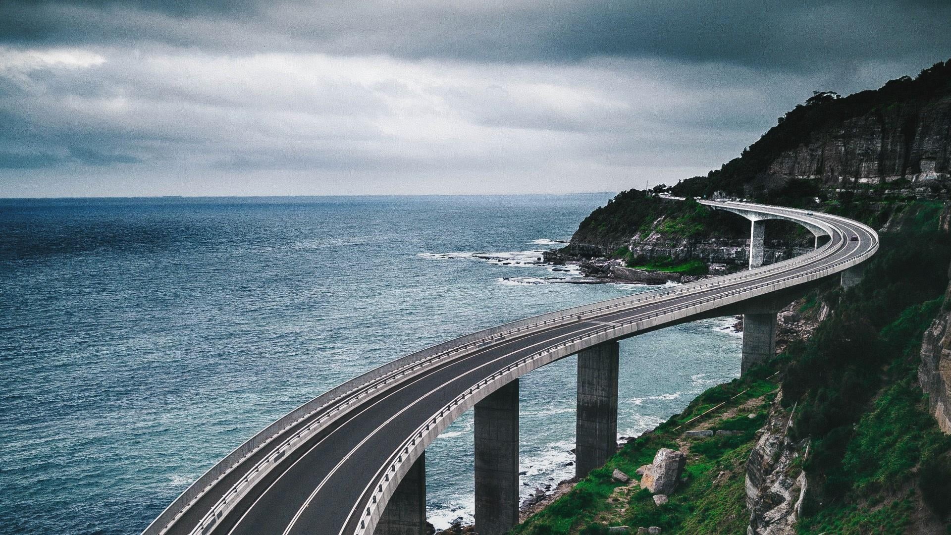 grand pacific drive, 1080P, highway, sea, cloud, scenics - nature, bridge - man made structure, architecture, tranquility, beauty in nature, tranquil scene, HD Wallpaper