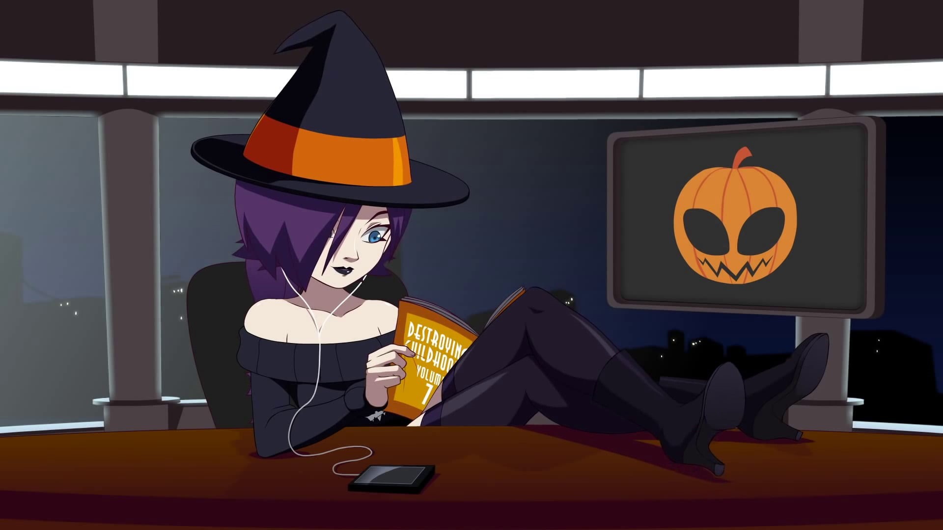 Halloween, disguise, task, Zone-sama, table, food and drink, indoors, representation, mask, illustration, mask - disguise, witch, one person, sitting, Zone-tan, HD Wallpaper