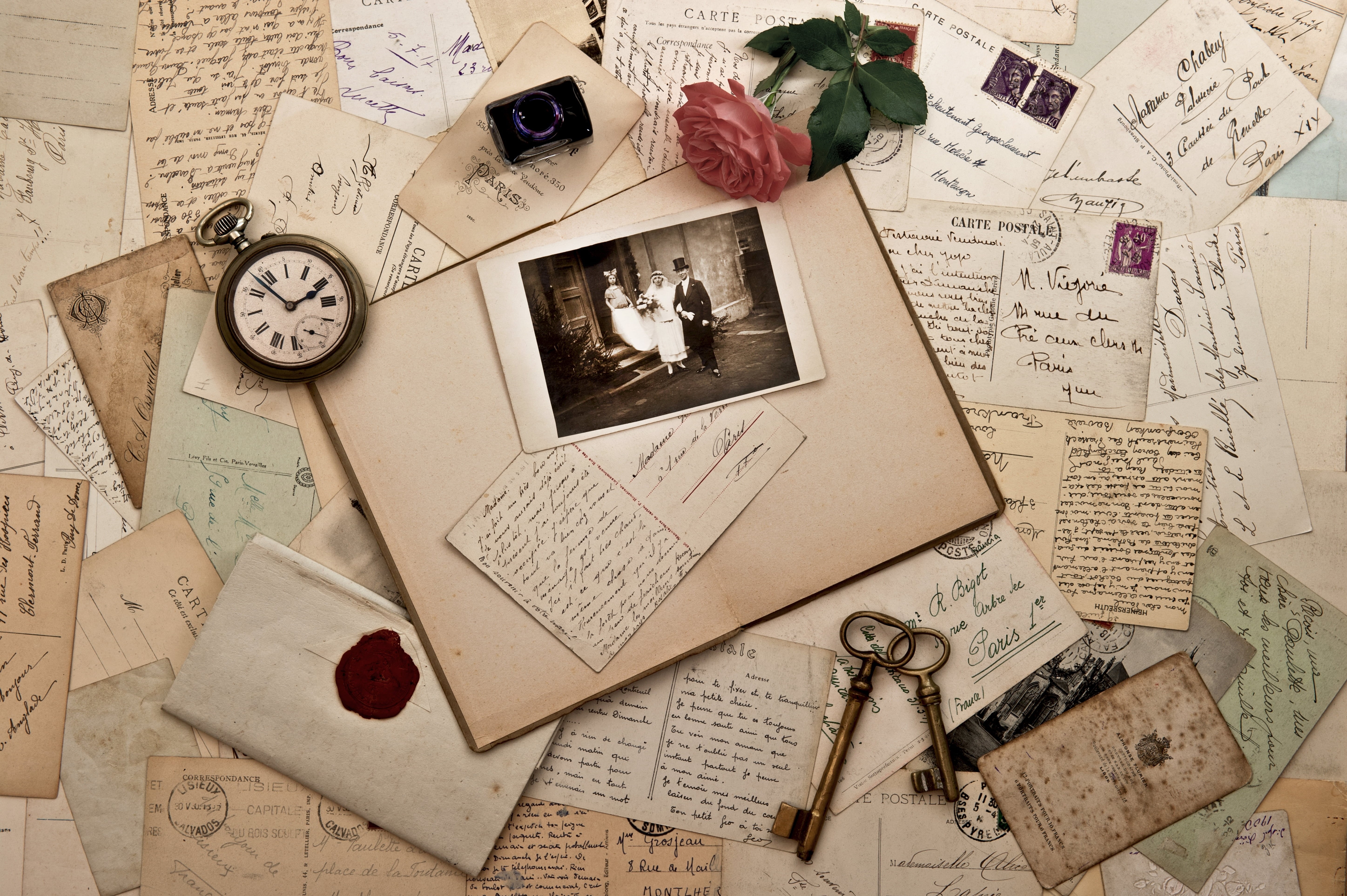 the envelope, calligraphy, postage stamp, letter, nostalgia, handwriting, antique, brown, ancient, cards, memories, clock, vintage, travel, letters, pocket, HD Wallpaper