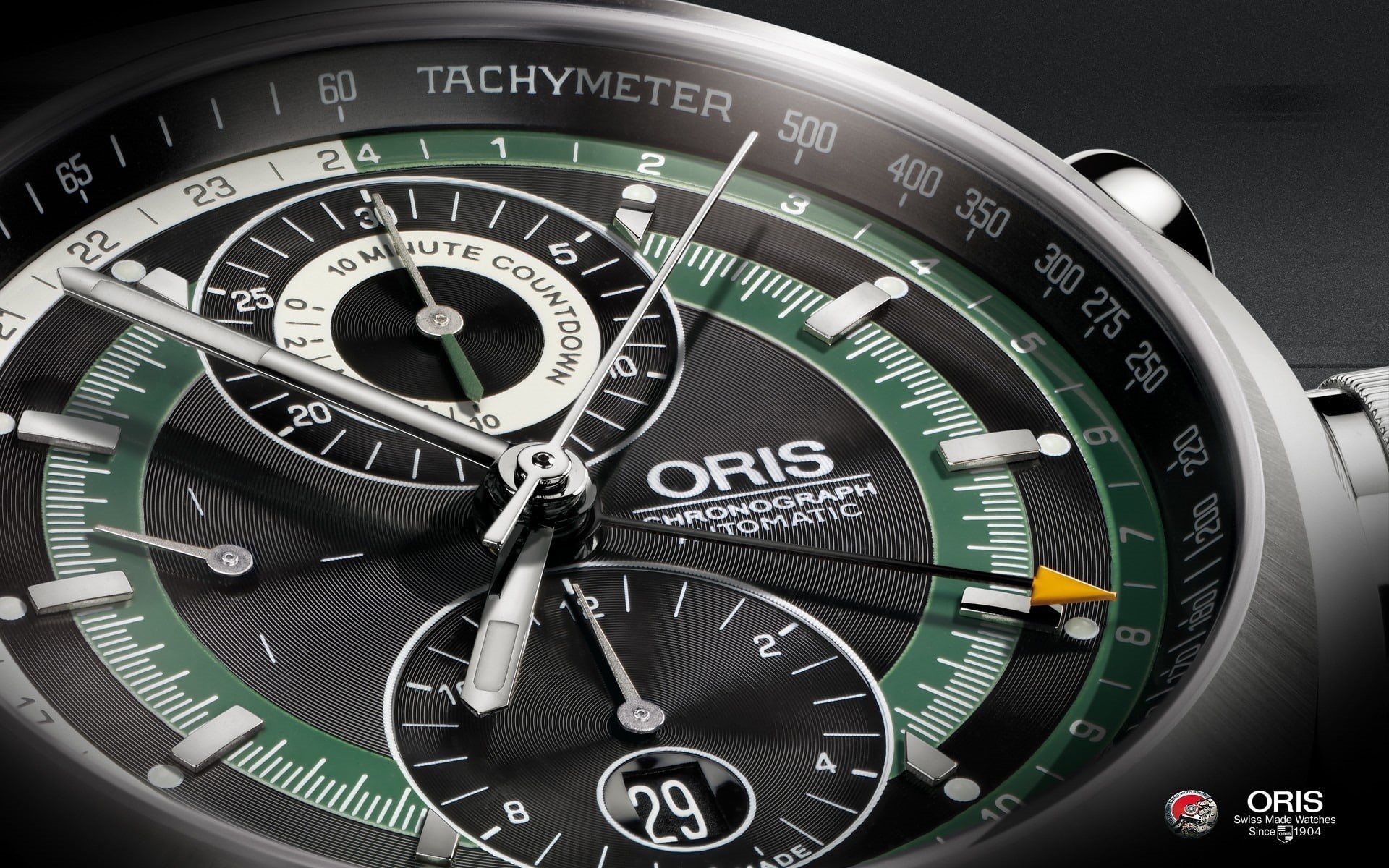 watch, clock, automatic, chronograph, black, luxury, time, chronogrpah, oris, 1080P, green, HD Wallpaper