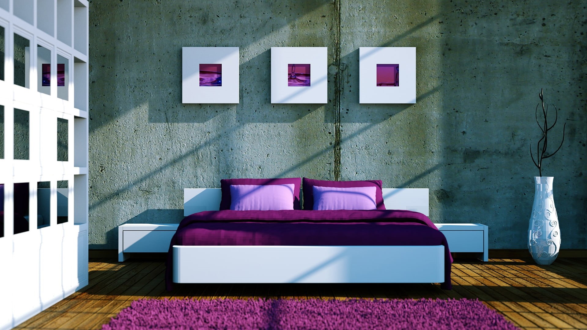 inside, no people, comfort, convertible, window, lamp, wood, room, furniture, home, indoor, living room, relaxation, purple, built structure, wall, architecture, HD Wallpaper