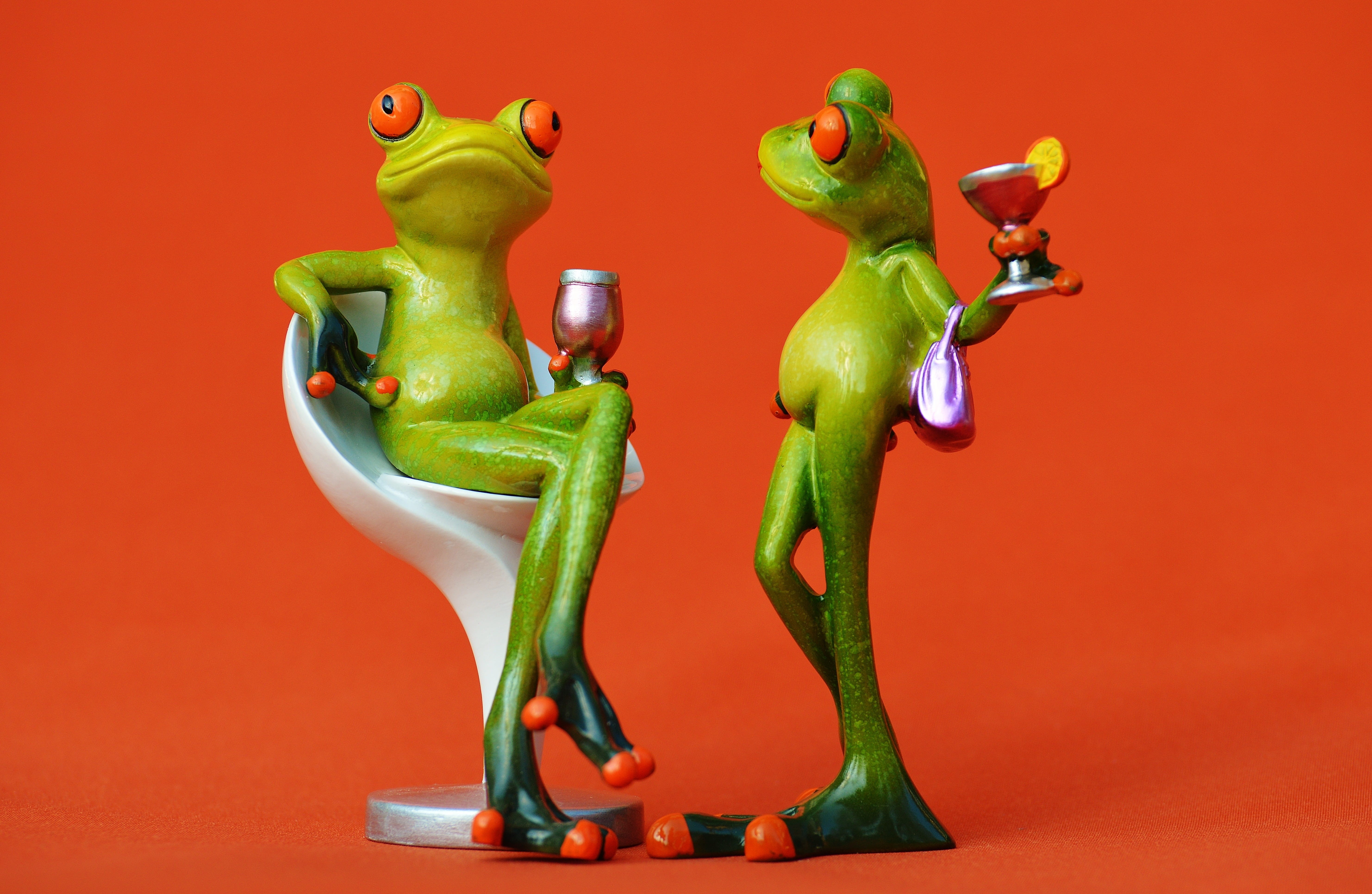 figurine, full length, Cozy, colored Background, Drink, soaked, red background, sweet, food, funny, figure, Frog, studio shot, relax, toy, representation, HD Wallpaper