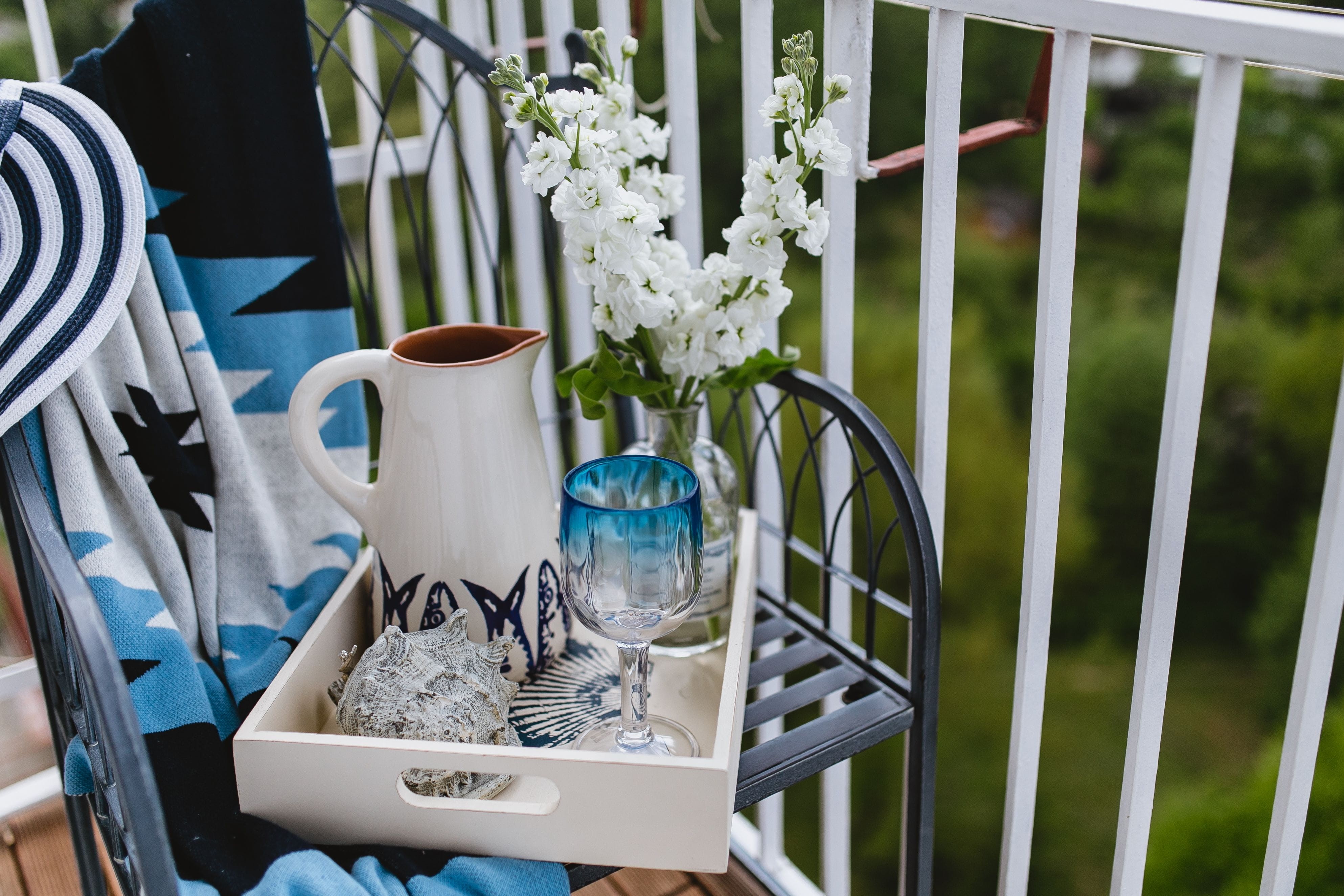 day, Seaside, outdoor, front or back yard, beauty in nature, seat, watering can, vase, Decor, flowering plant, beach house, container, outdoors, focus on foreground, HD Wallpaper