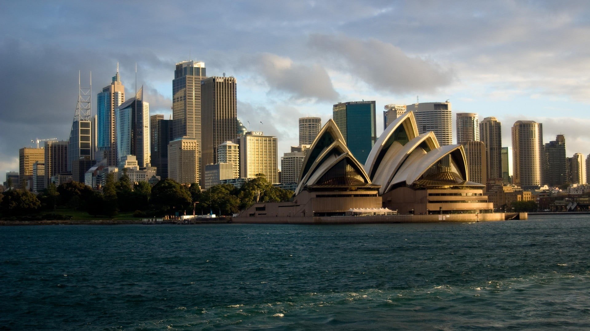 building exterior, water, Australia, sky, skyscraper, 1080P, built structure, city, waterfront, nature, building, financial district, cloud - sky, urban skyline, HD Wallpaper