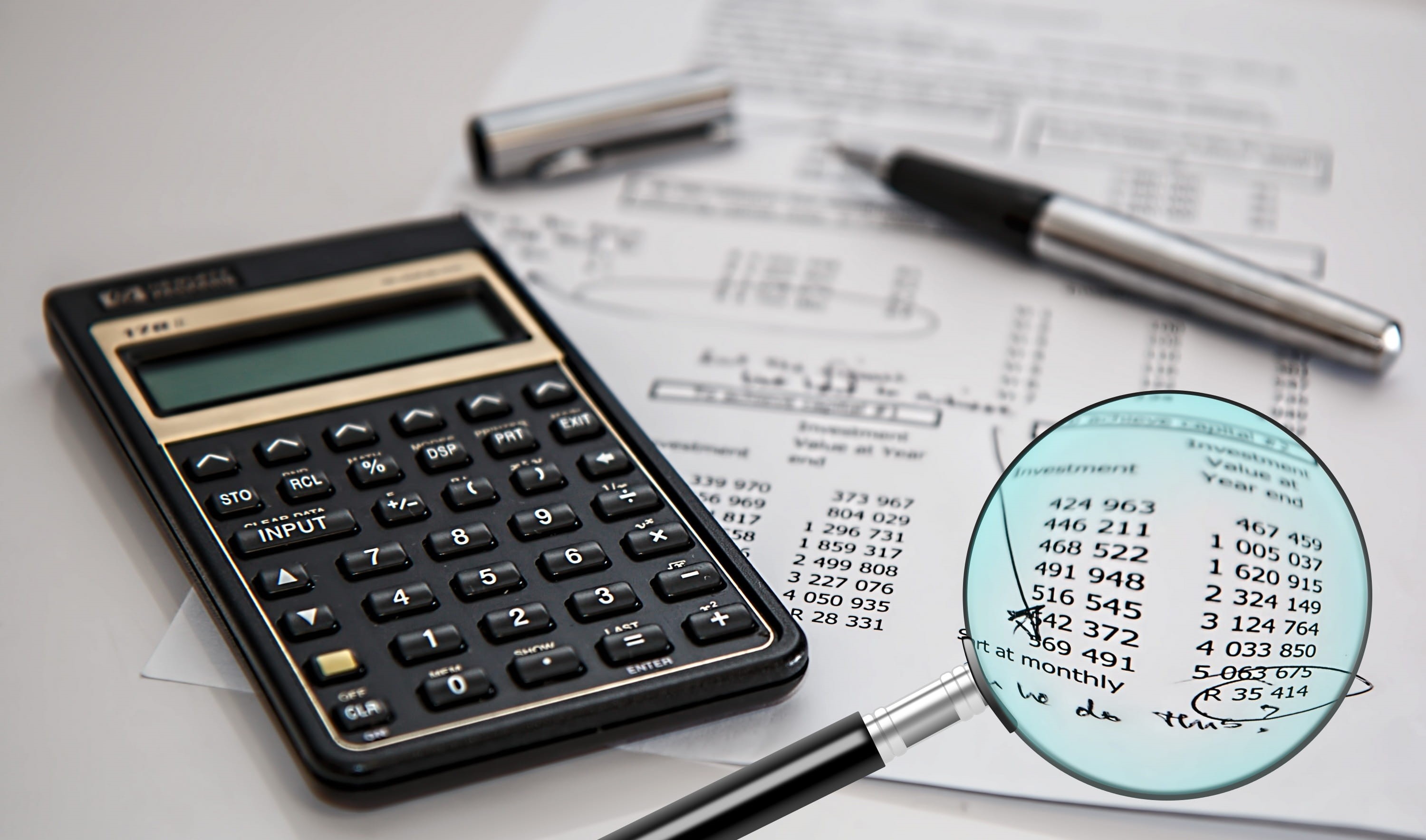 statement, diagram, magnifying, indoors, glass, examination, financial, auditor, 2K, technology, no people, review, still life, analyzing, investment, HD Wallpaper