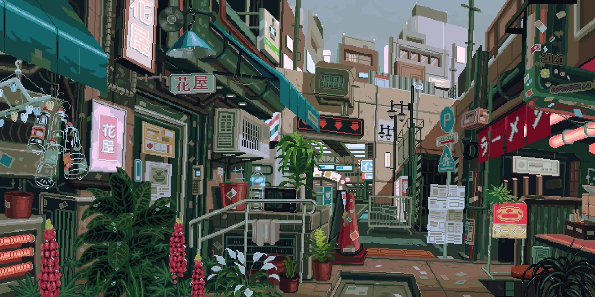 city, town, 1080P, waneella, pixel art, andlt;aestheticandgt;, HD Wallpaper