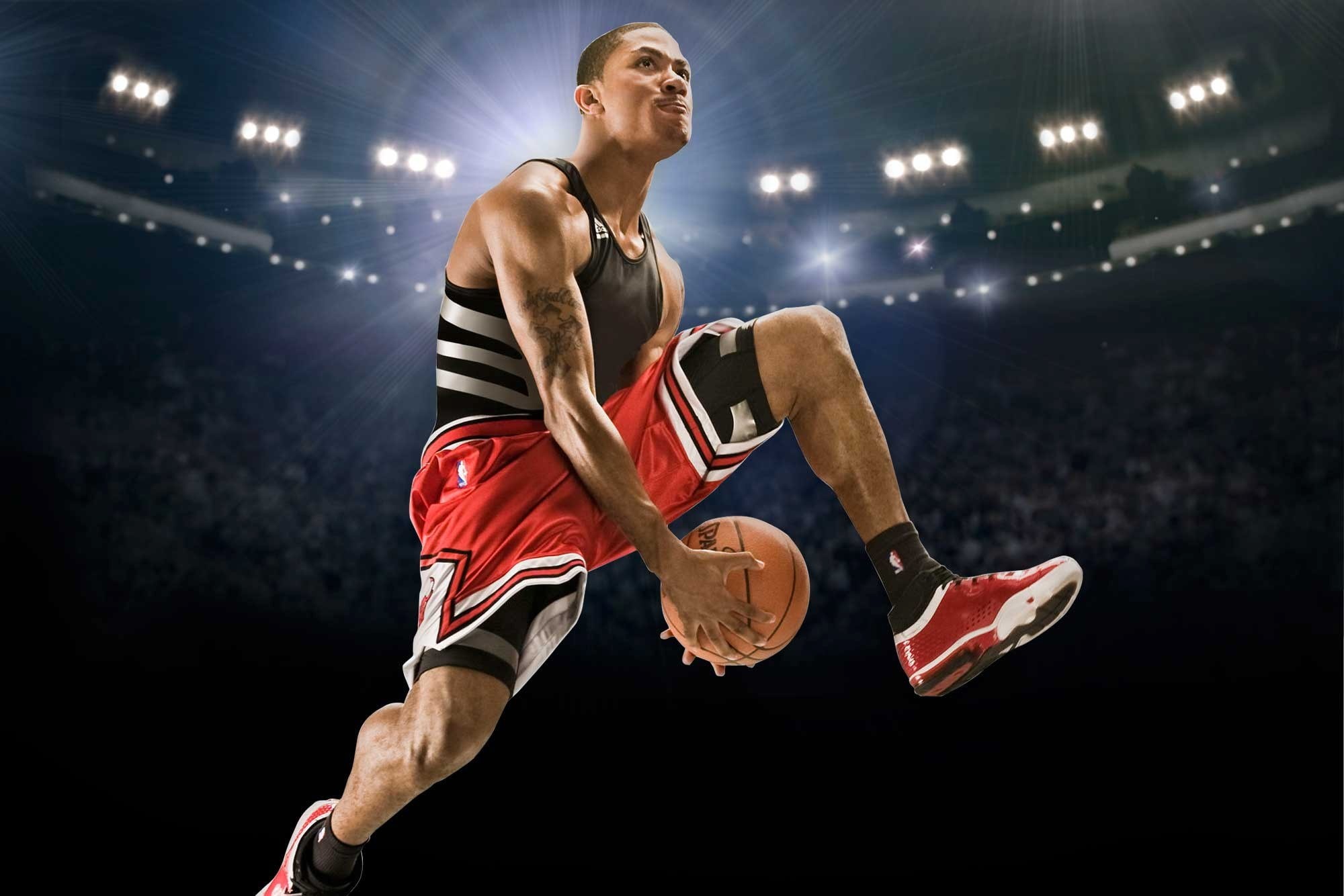 basketball player, spectator, athlete, basketball - sport, sport, men, stadium, holding, adult, derrick rose  for mac, competitive sport, floodlit, young adult, HD Wallpaper