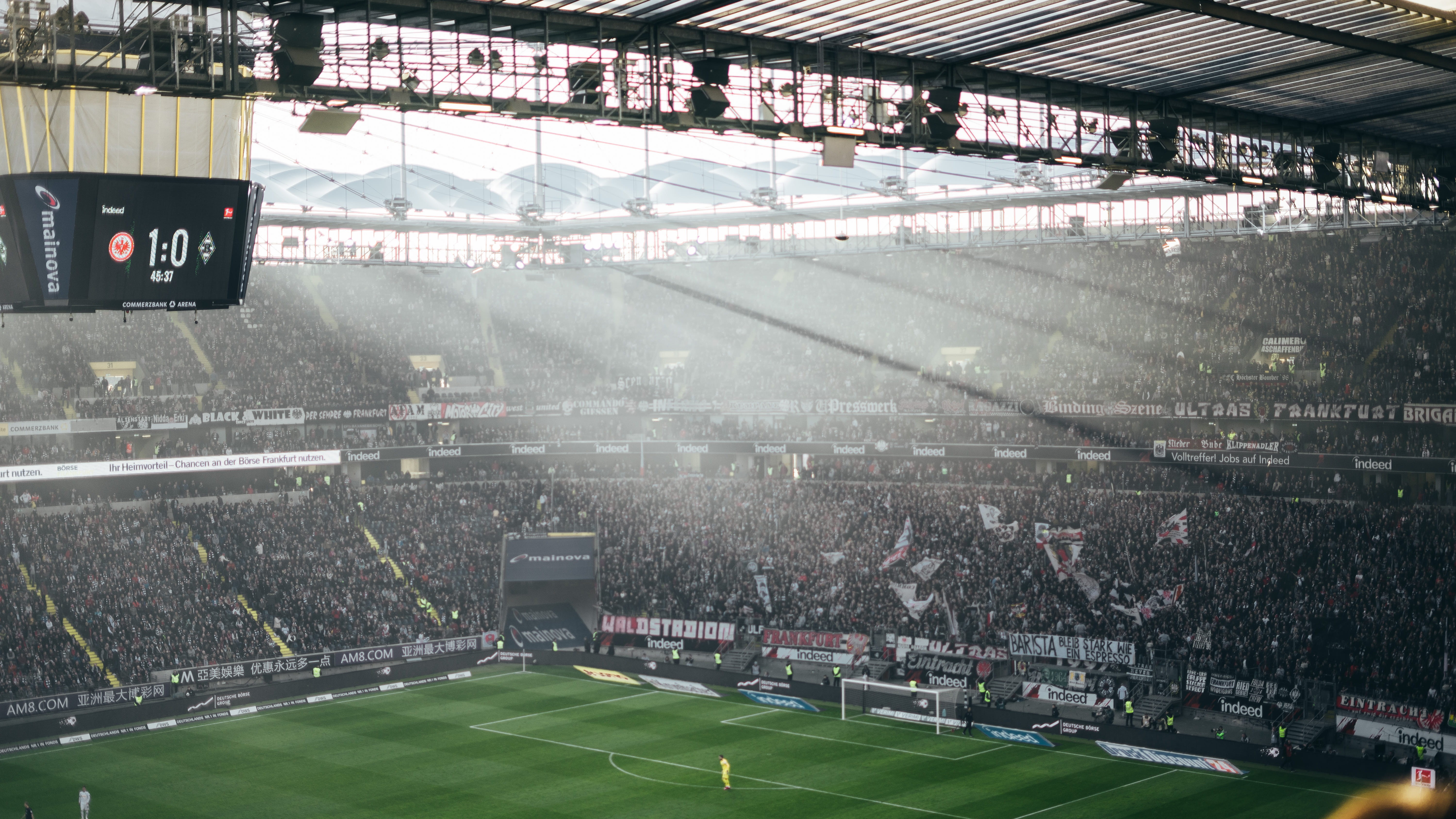 crowd, nature, eintracht frankfurt, arena, frankfurt, built structure, football, day, architecture, playing field, plant, grass, germany, person, building, HD Wallpaper