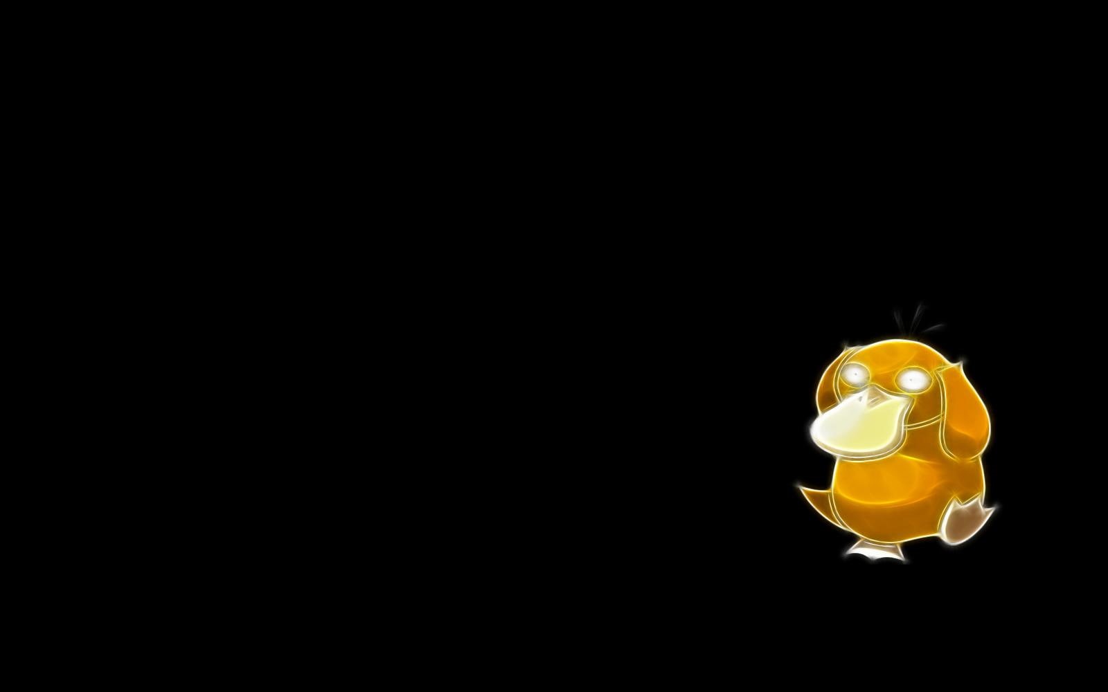 black background, psyduck, background, 720P, black, minimalism, HD Wallpaper
