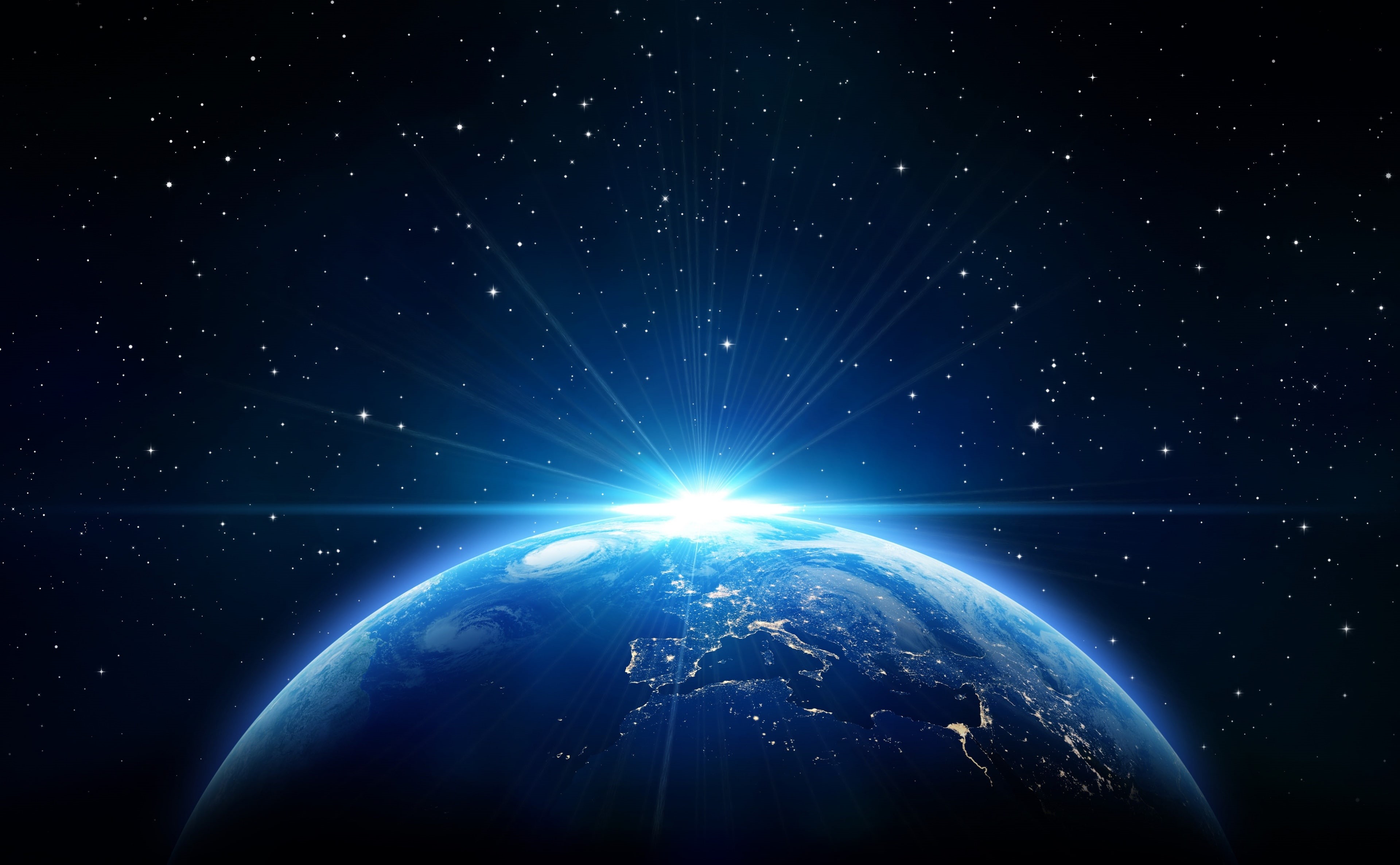sphere, sunbeam, sunlight, nature, planet earth, star - space, globe - man made object, Africa, shiny, Blue, Planet, digital, three dimensional, 4K, illuminated, HD Wallpaper