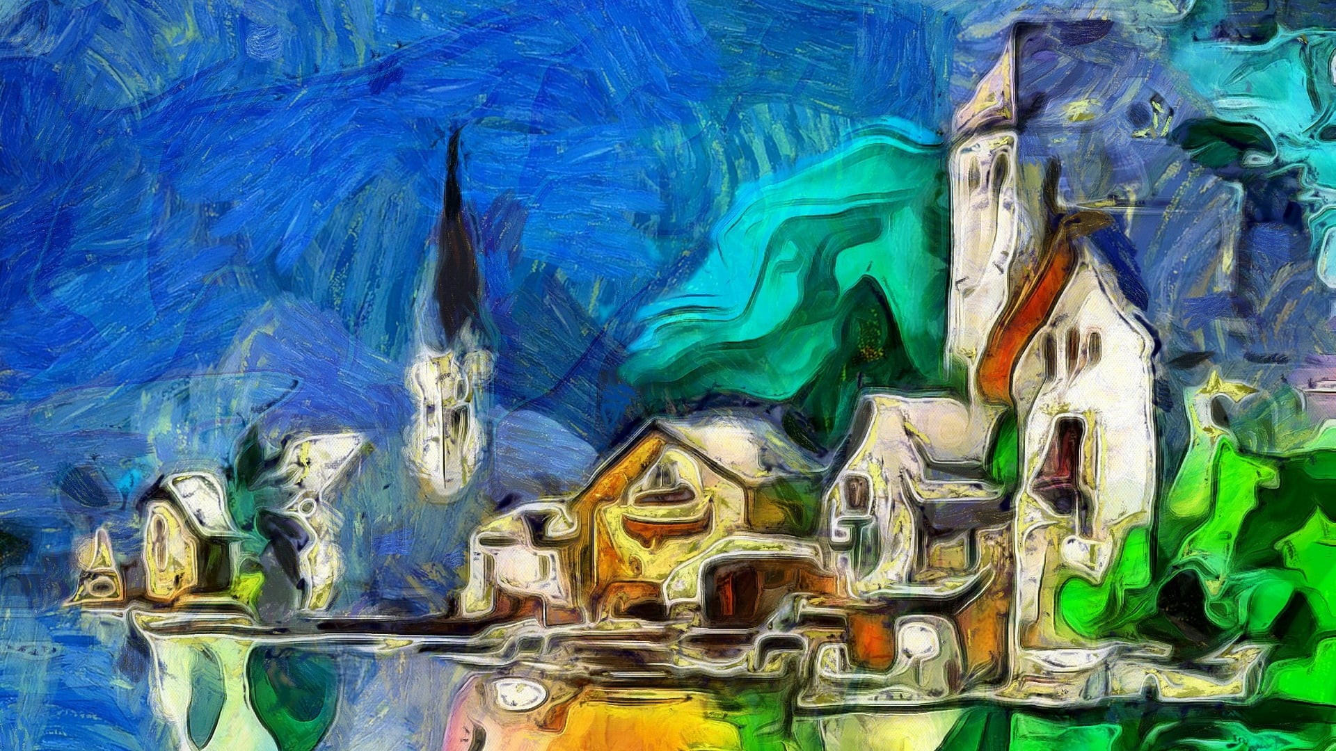 visual arts, riverside, mural, human representation, textured, creativity, pattern, river, full frame, blue, acrylic paint, religion, 1080P, close-up, HD Wallpaper