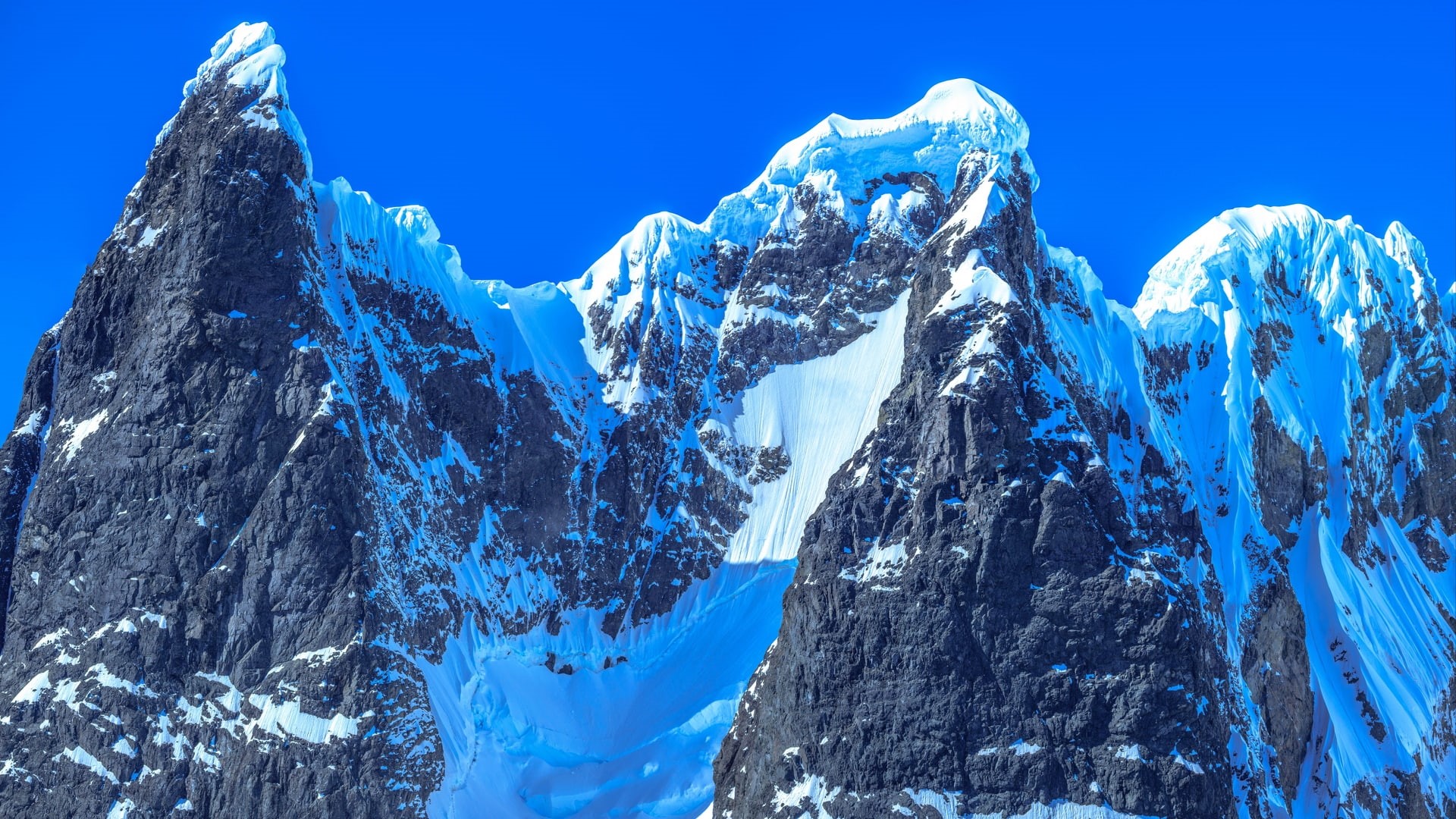 Antarctica, snow, blue, 1080P, snowy mountain, mountains, HD Wallpaper